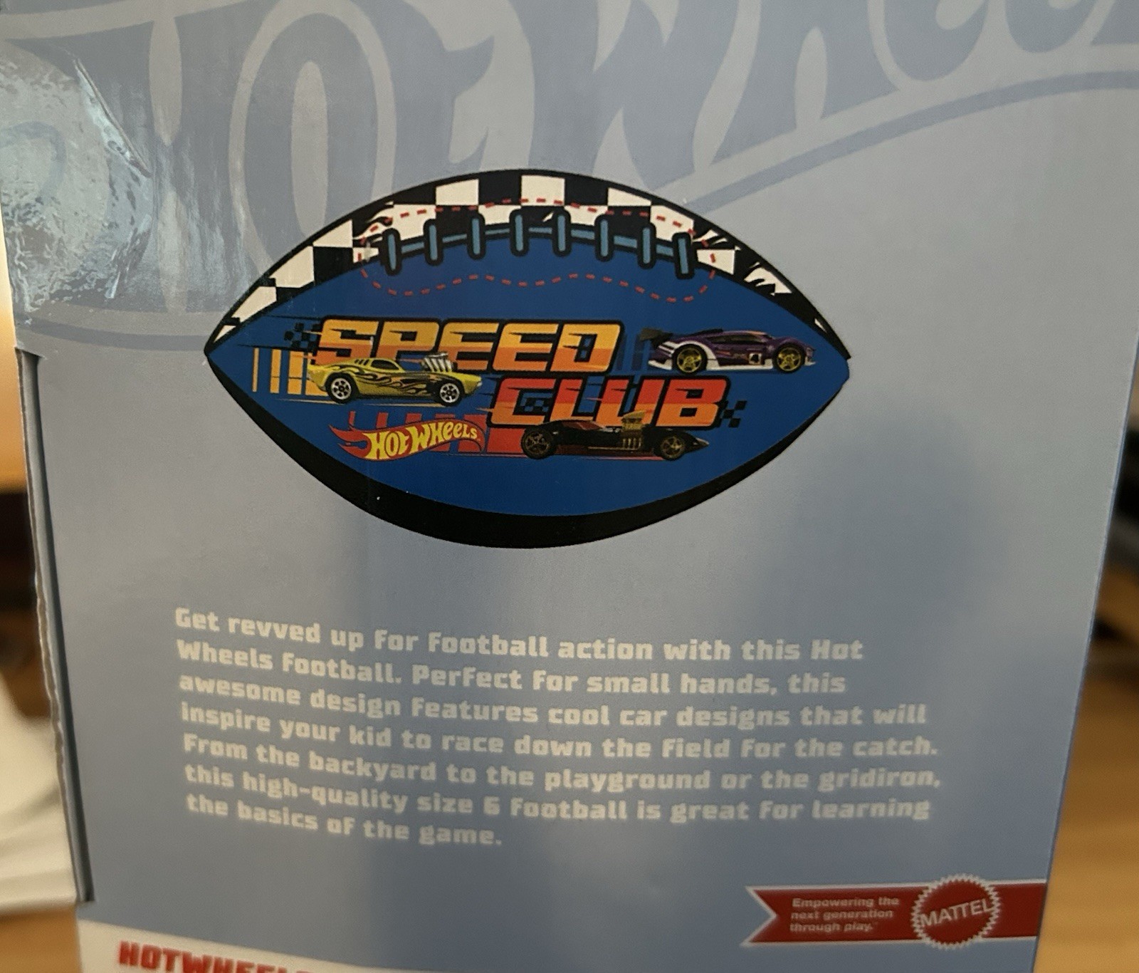 Mattel Hot Wheels Speed Club Football Durable Size 6 Blue and Black New