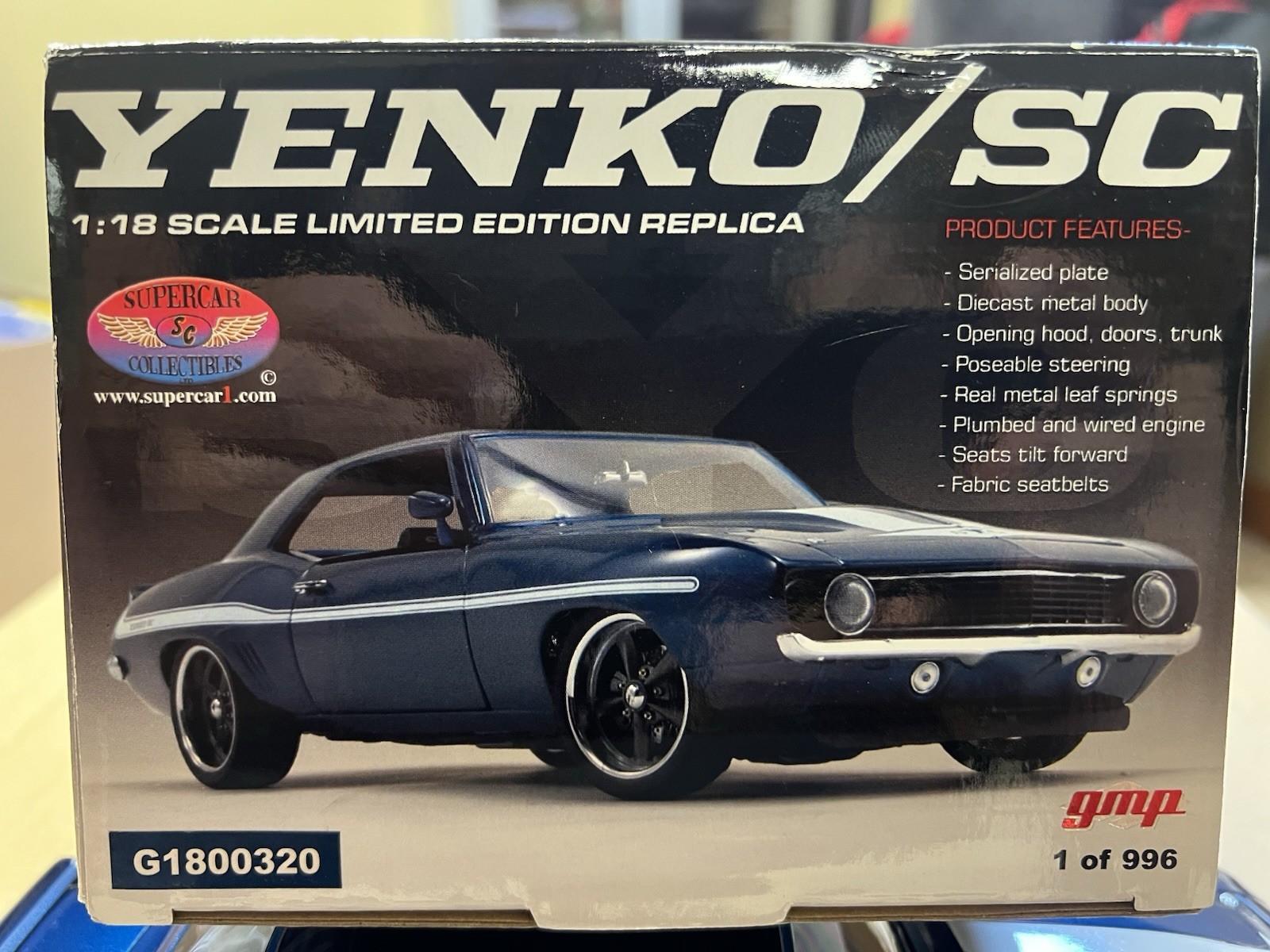 1/18, 1969 CAMARO YENKO/SC STREET FIGHTER IN BLUE, #28 OF 996.