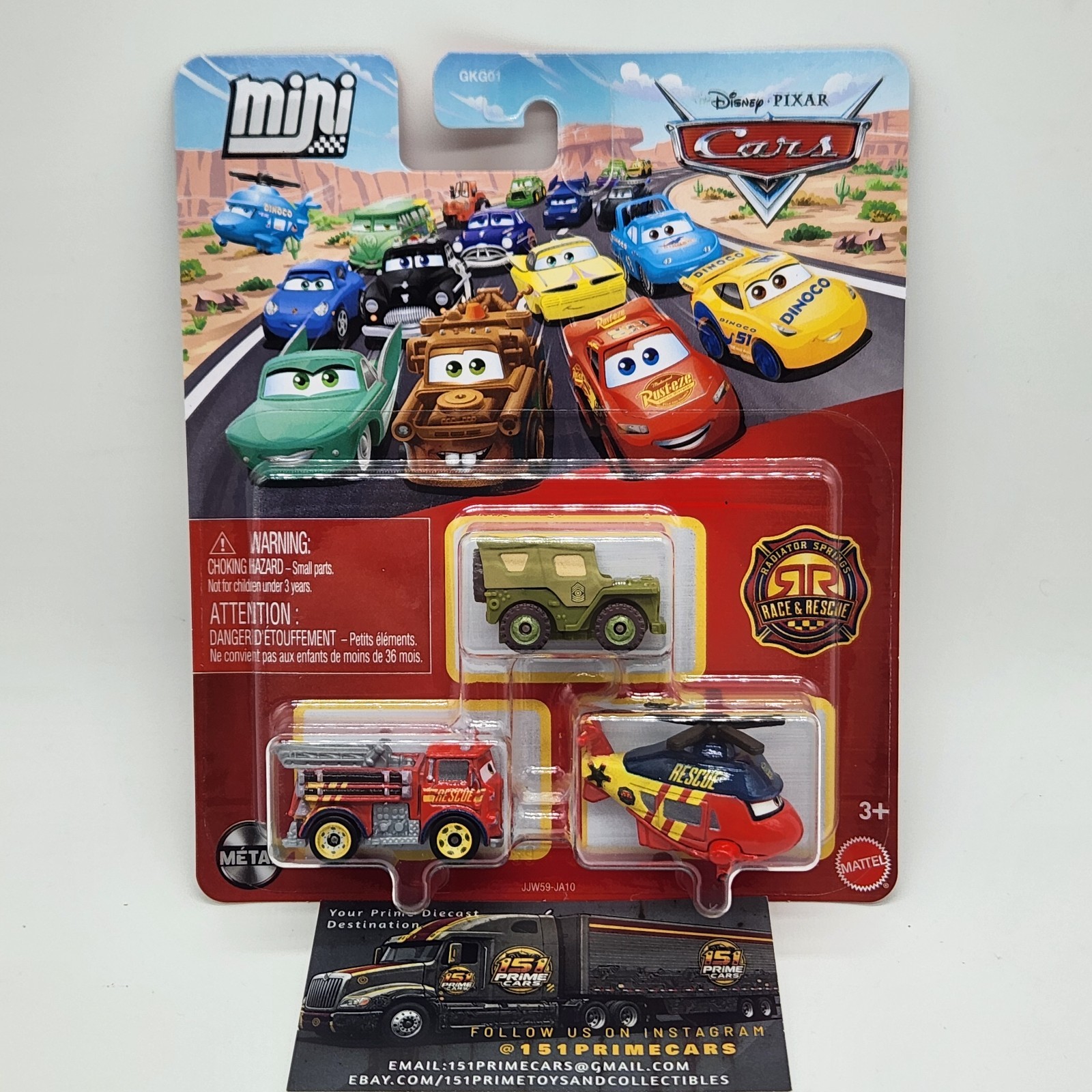 DISNEY PIXAR CARS MINI RACERS 3 PACK RACE RESCUE RED ROTOR TURBOSKY SARGE 2026
