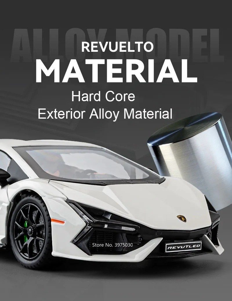 1:24 Lamborghini Revuelto Alloy Diecast-Cool Sound Light Pull-Back Car Toy Gift
