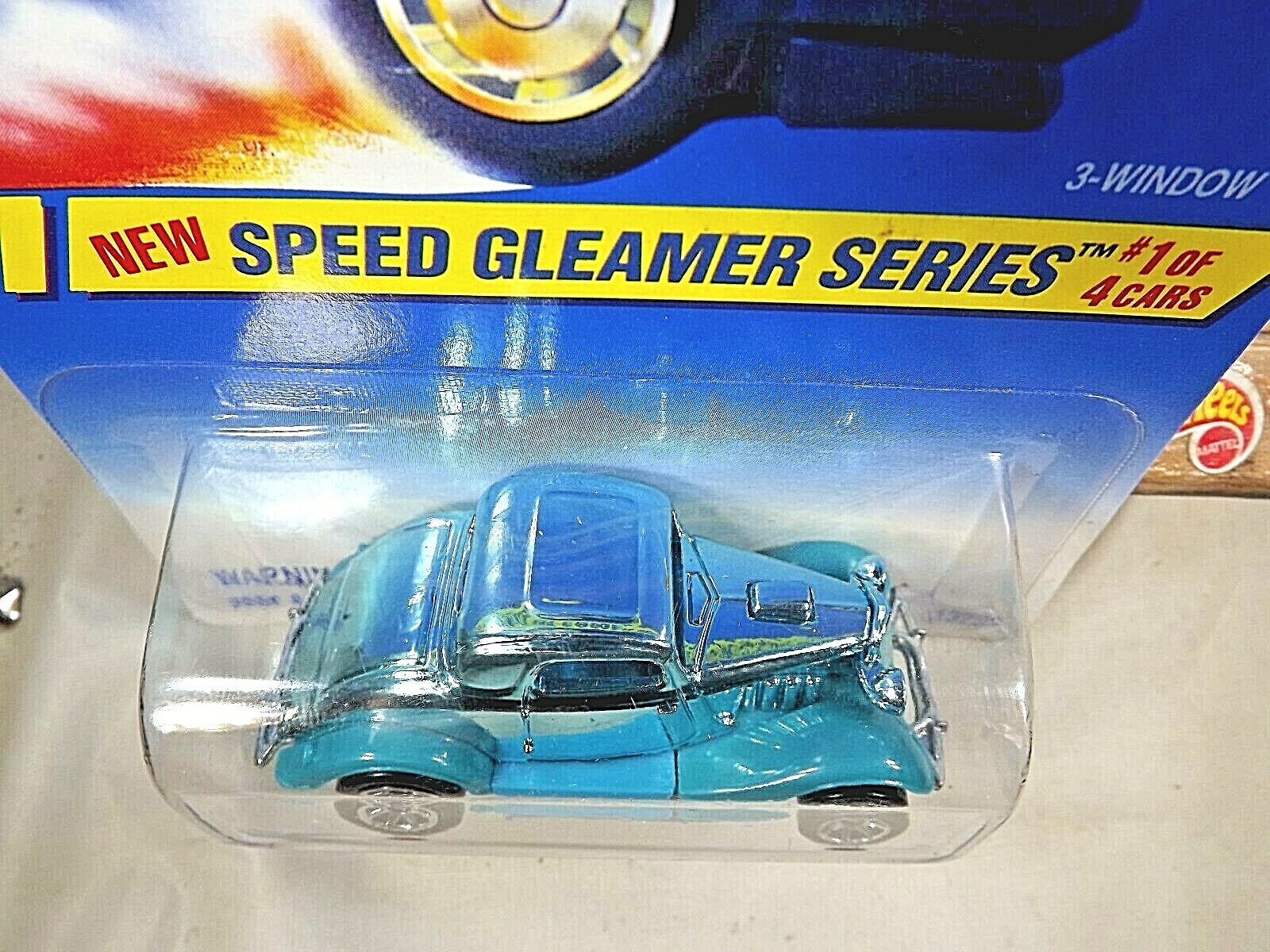 1995 Hot Wheels #312 Speed Gleamer Series 1/4 3-WINDOW ’34 Aqua w/Chrome 7 Spoke