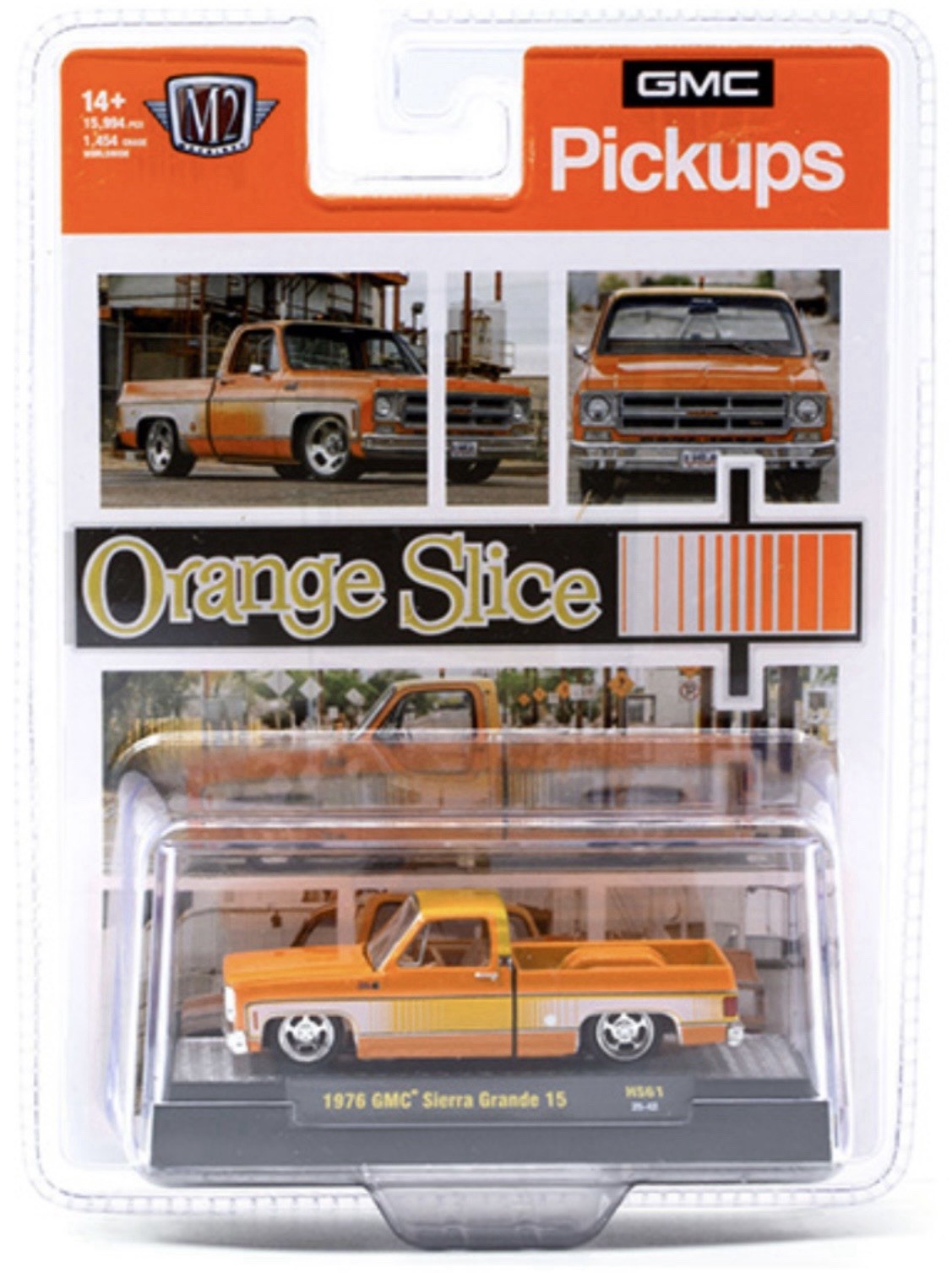 M2 MACHINES 1976 GMC SIERRA GRANDE 15 SQUAREBODY ORANGE SLICE HOBBY EXCLUSIVE