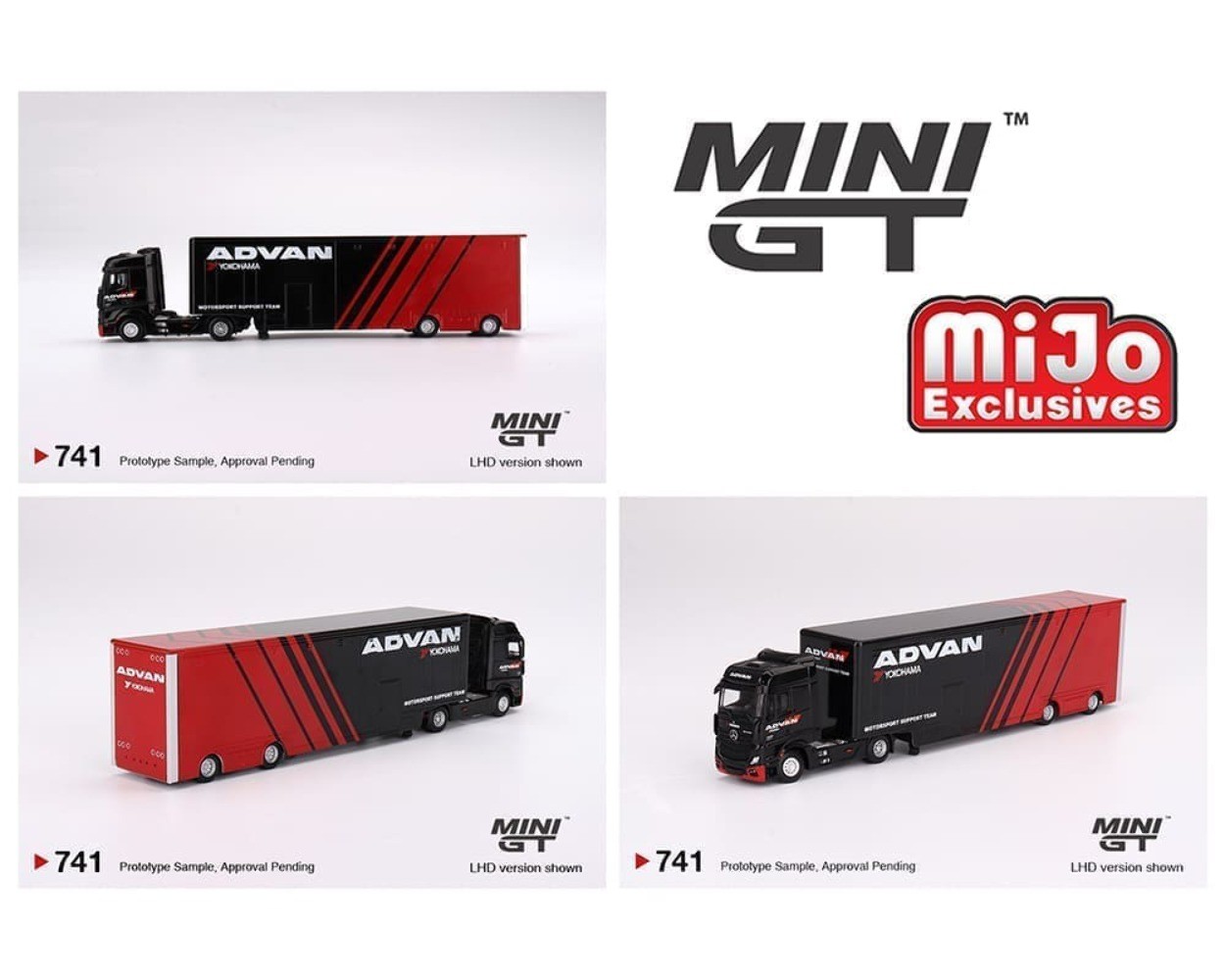 Mini GT Mercedes-Benz Actros w/ Racing Transporter “Advan” 1:64 Semi Truck 2024