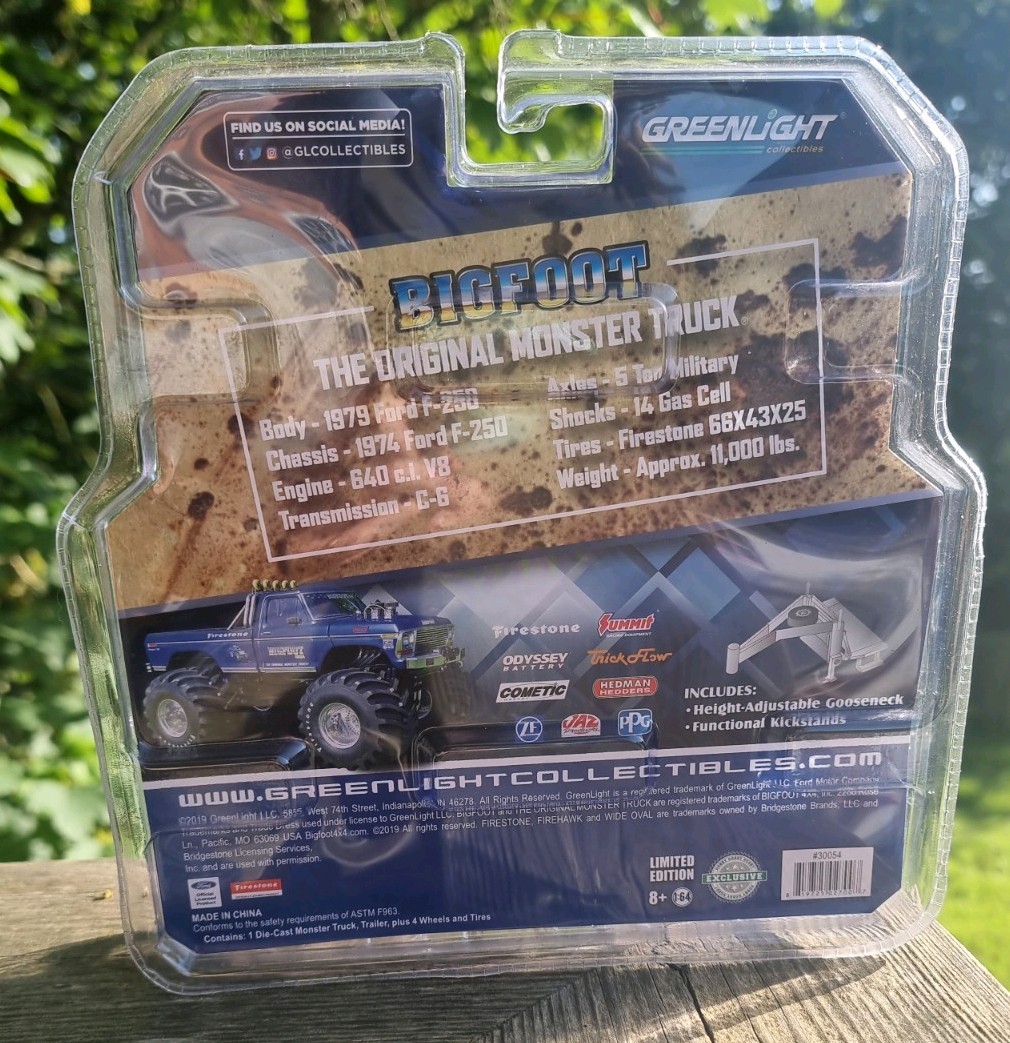 2019 Exclusive Greenlight Collections Limited Edition BIGFOOT With Trailer MIP