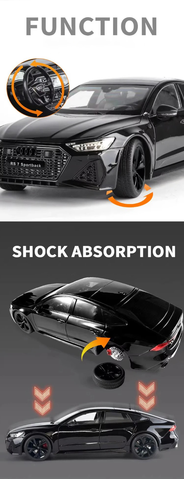 1:18 Audi RS7 Sportback Alloy Diecast Model Car Collectible Miniature Toy Birthd