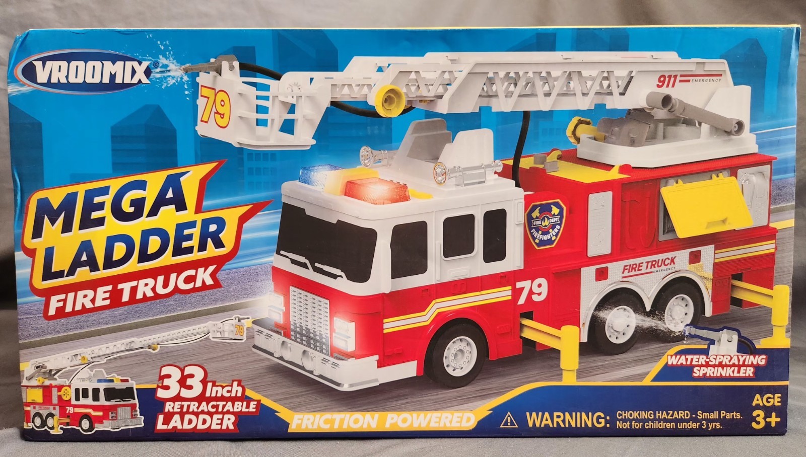 NEW 33 Inch MEGA LADDER FIRE TRUCK VEHICLE Toy Kids 3+ Years JOYIN in Box