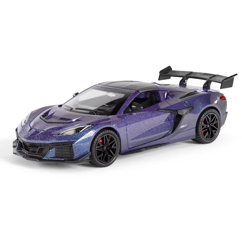 1:32 Chevrolet Corvette C8 ZR1X Diecast Model Car w/ Sound Light Pull-Back Toy