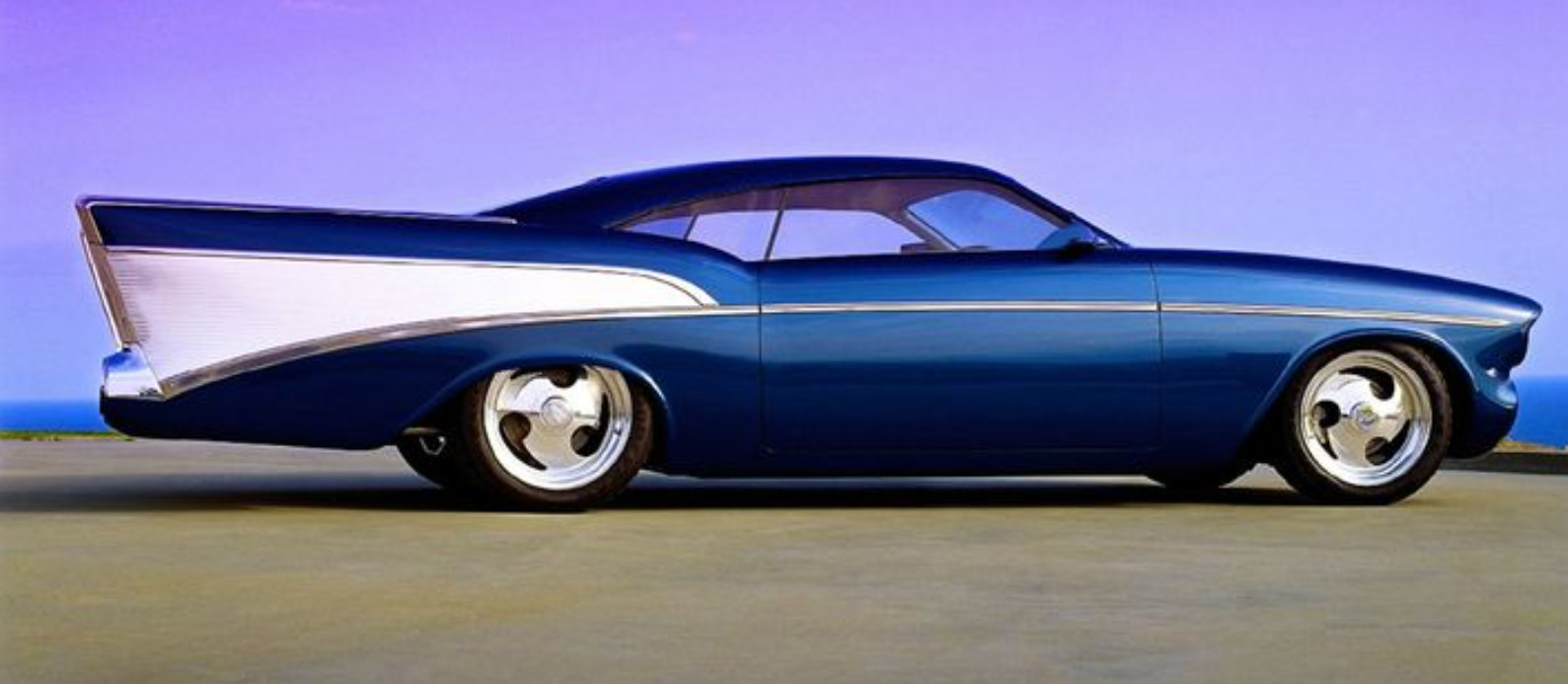 57 Chevy Classic Custom Concept Hot Rod Race55Promo Car Carousel BLU 124 118 112
