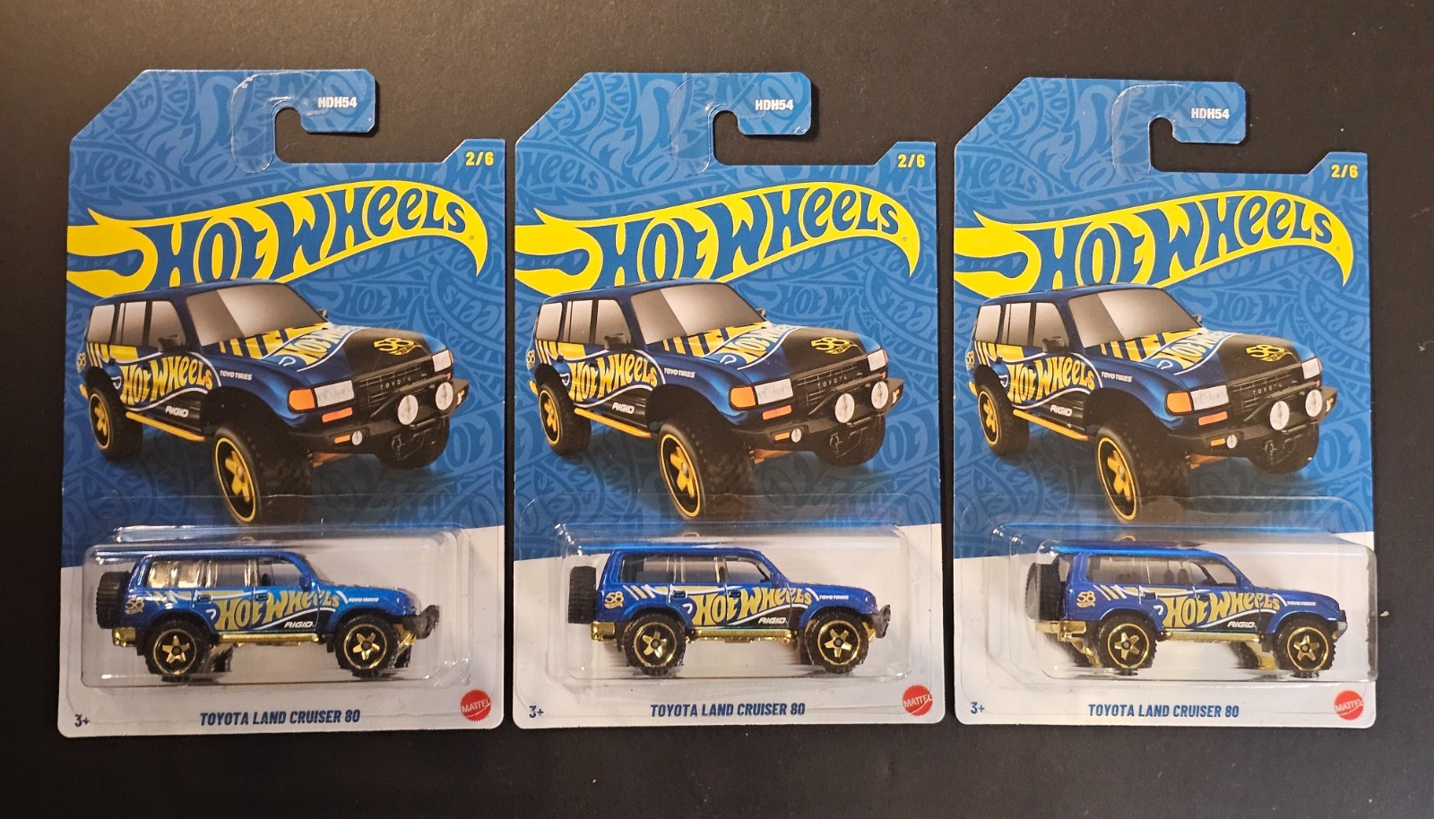 Toyota Land Cruiser 80 2/6 JKX88 Hot Wheels 2026 58th Anniversary BLUE & GOLD