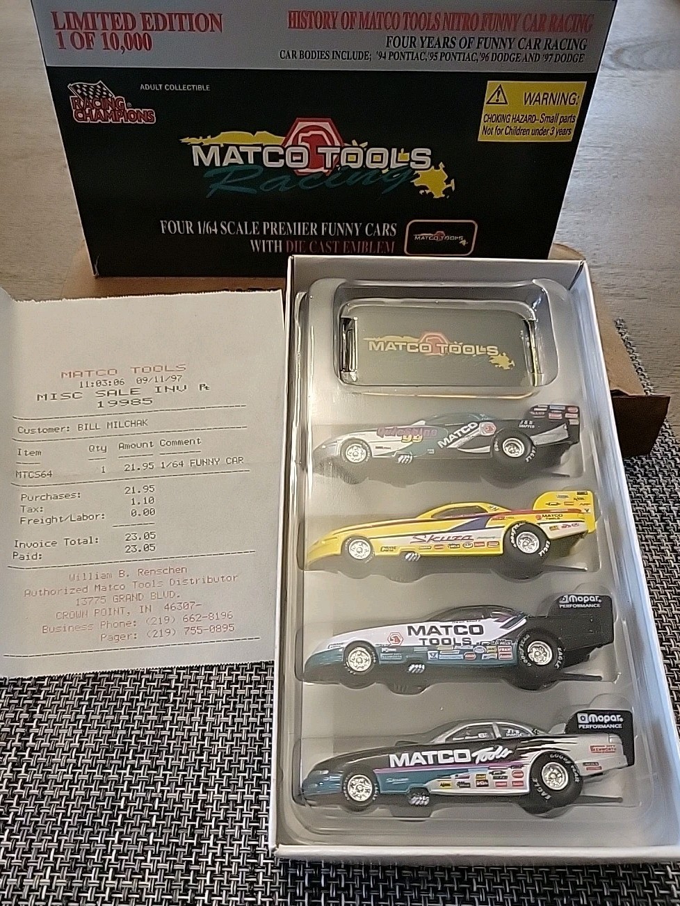 NEW! Racing Champions Matco Tools 4 1/64Scale Funny Cars Lim Ed. 1/10000 1997