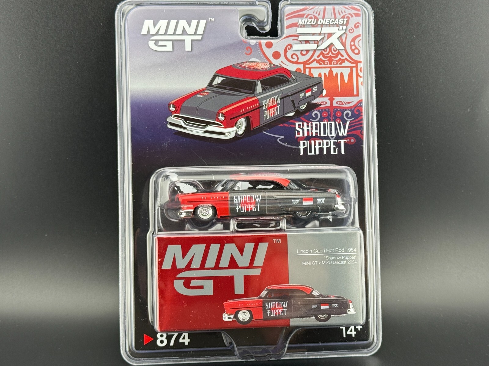 Mini GT x Mizu Diecast Lincoln Capri Hot Rod 1954 “Shadow Puppet” #874 1/64