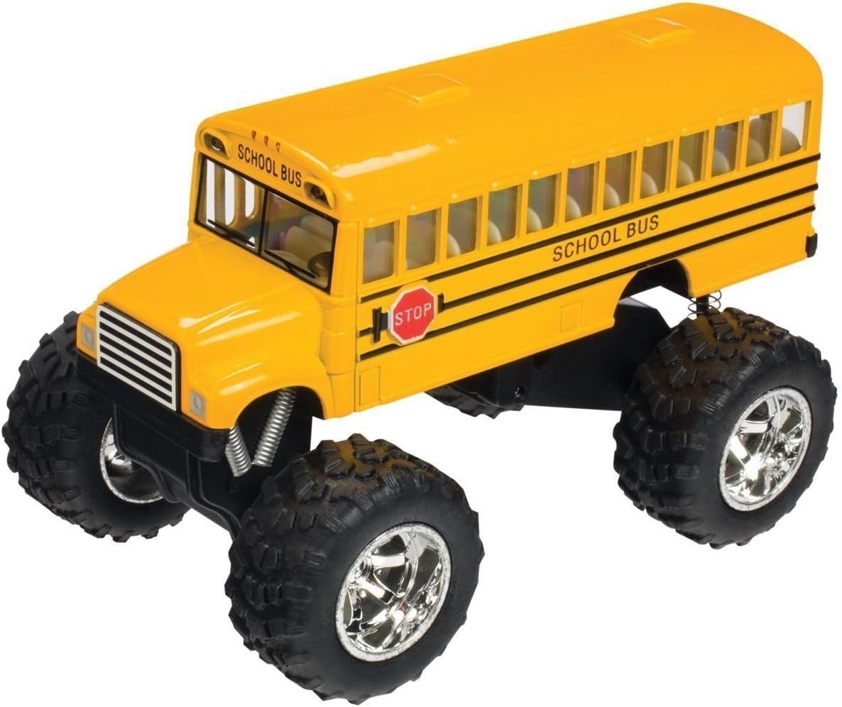 5″ Monster School Bus Die Cast Metal Model, Pullback Action Toy Monster Truck