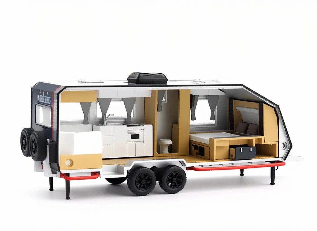 XCARTOYS 1:64 Black Series HQ21 Off Road Trailer RV Model Diecast Metal Car