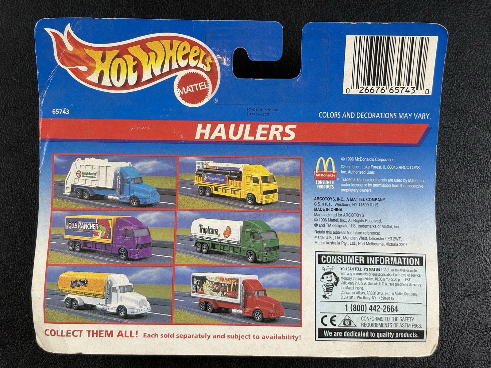 Hot Wheels Haulers Lot Of 5 – 1996 McDonald’s Milk Duds Jolly Rancher Tropicana