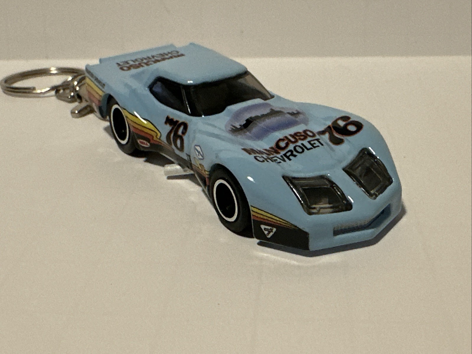 1976 Greenwood Corvette Mancuso Blue 1:64 Real.R Keychain Custom Limited Edition
