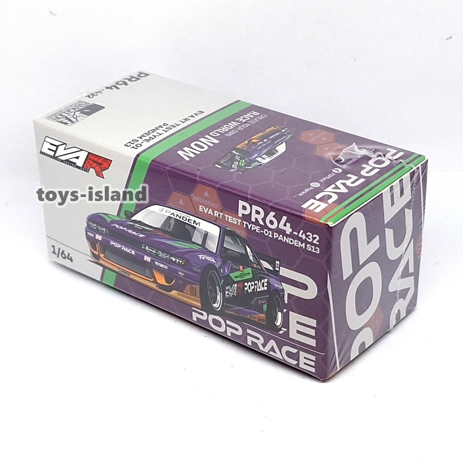 POPRACE PR64-432 1/64 EVA RT TEST TYPE-01 PANDEM Nissan S13 Silvia POP RACE NEW