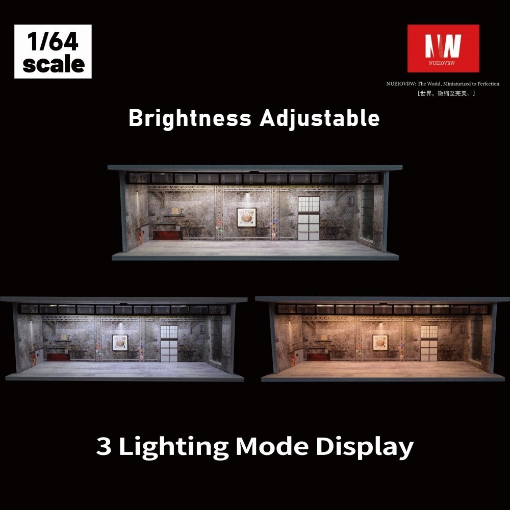 Diorama 1/64 Diecast Garage Showroom Model LED Parking Lot Model Display Case US