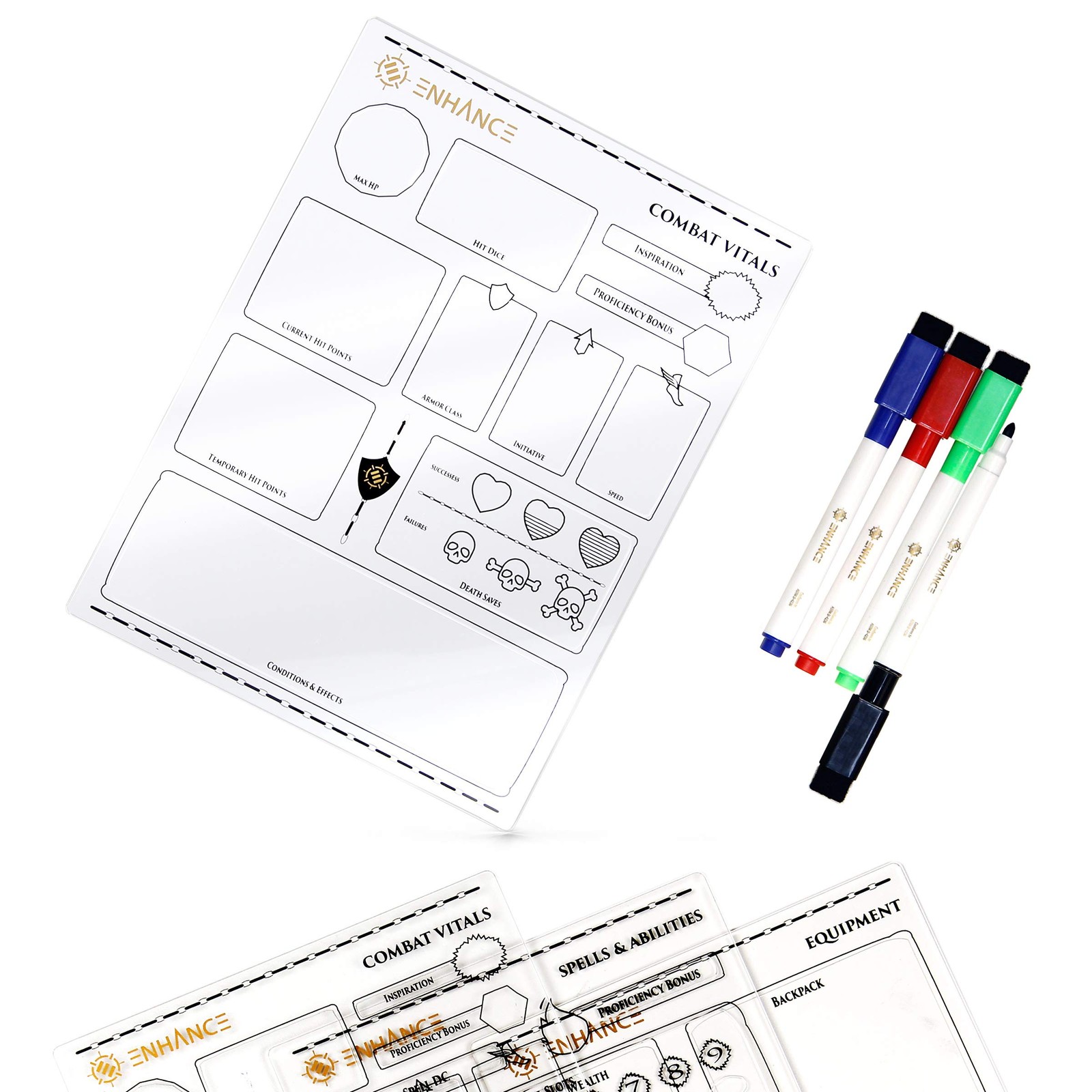 Tabletop Acrylic Character Sheet Set – Reusable 5e Dungeons and Dragons Chara…