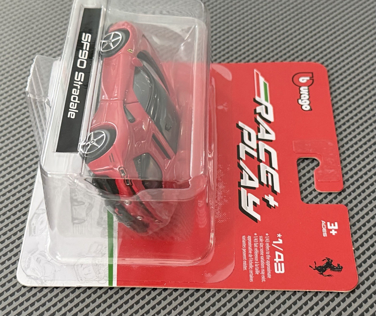 2023 Bburago 1/43 Race & Play Ferrari SF90 Stradale Rosso Corsa Red Diecast NIP