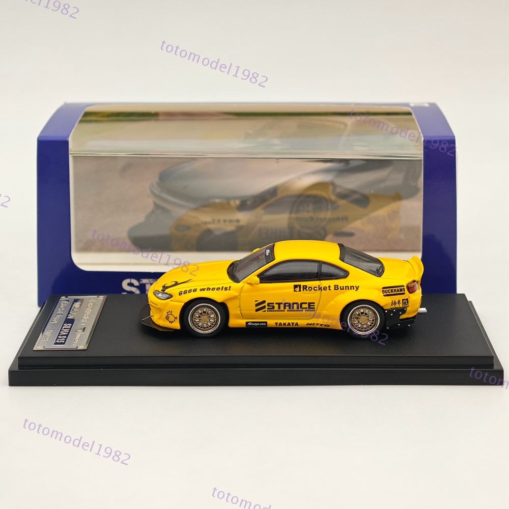 SW 1/64 Nissan Silvia S15 Pandem Rocket Bunny Yellow Diecast Model Car Limited