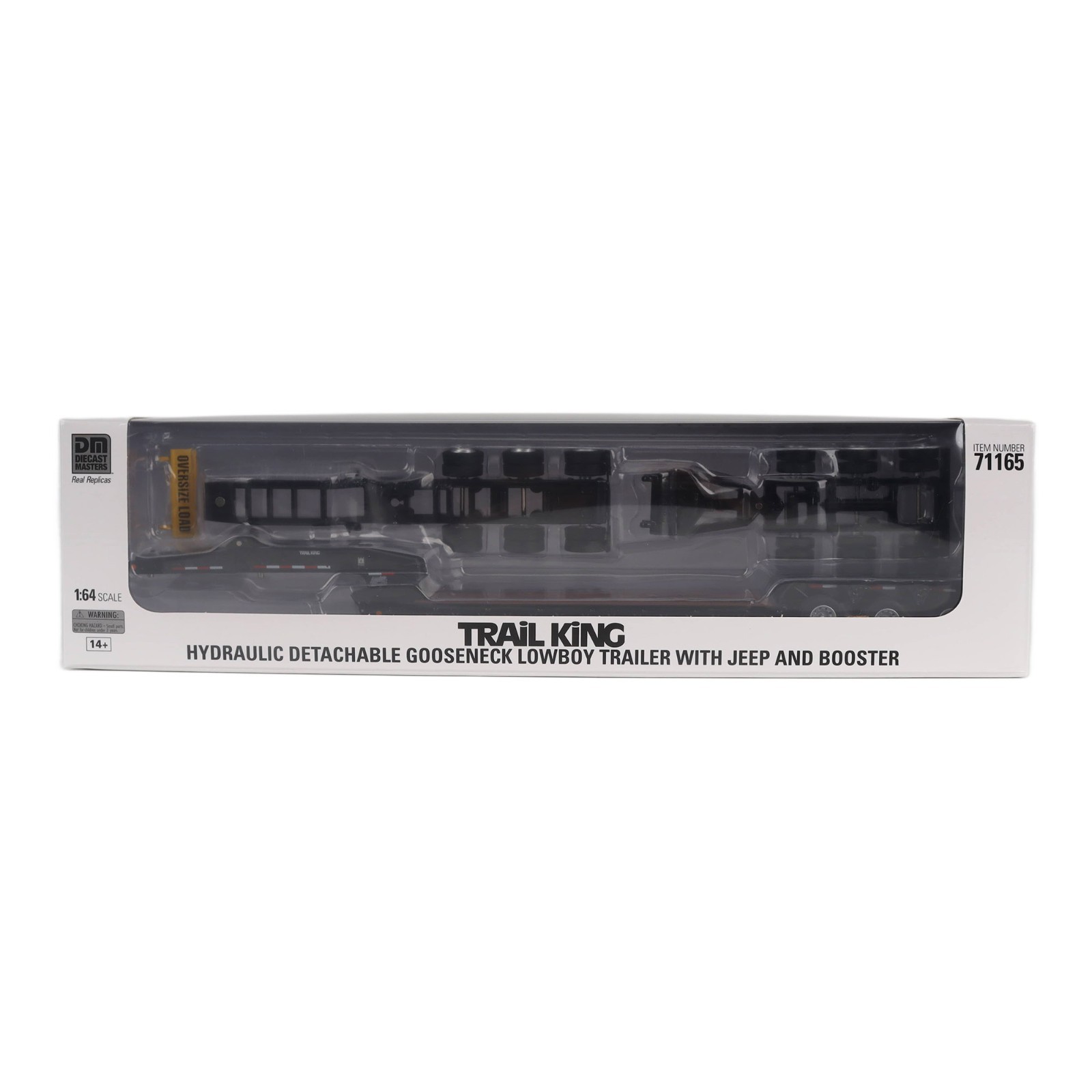 TRAIL KING TK170 LOWBOY TRAILER BLACK W/JEEP 1/64 BY DIECAST MASTERS 71165