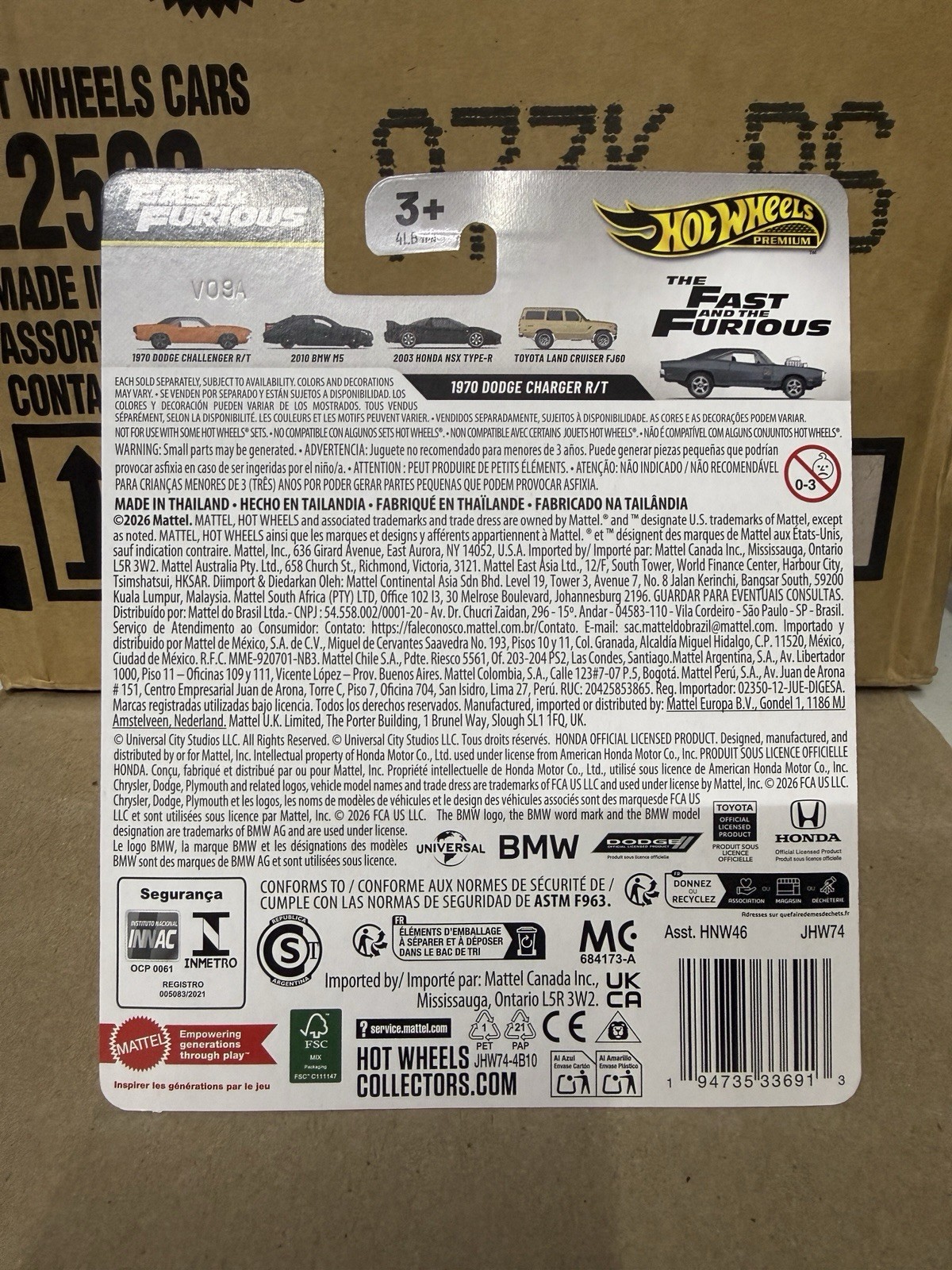 🔥CHASE🔥Hot Wheels Fast & Furious 1970 Dodge Charger R/T Black 1:64 Real Riders