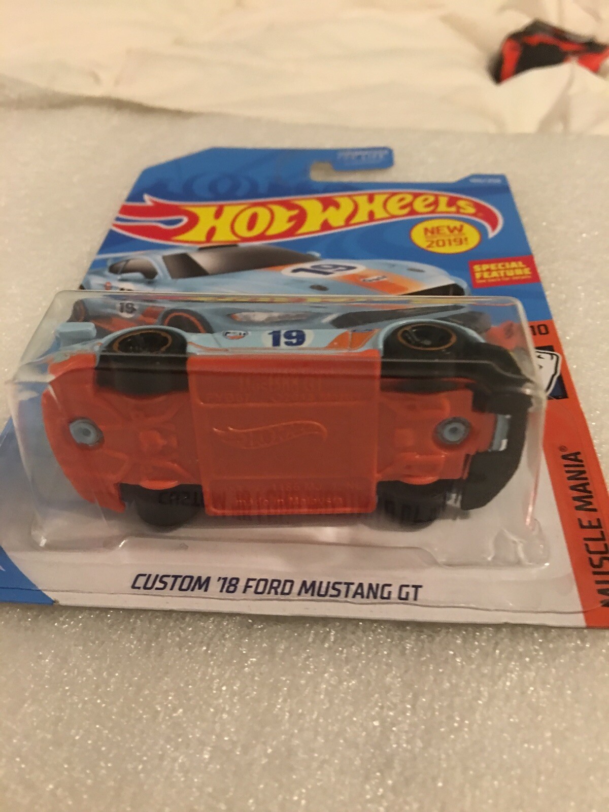 2019 HOT WHEELS CUSTOM 18 FORD MUSTANG GT #180 GULF CAR LIGHT BLUE NEW/ CARD B4
