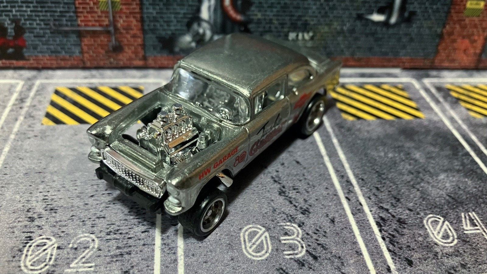 CUSTOM ’55 Chevy Bel Air Gasser • ZAMAC • Chrome Real Riders • Hot Wheels • VHTF