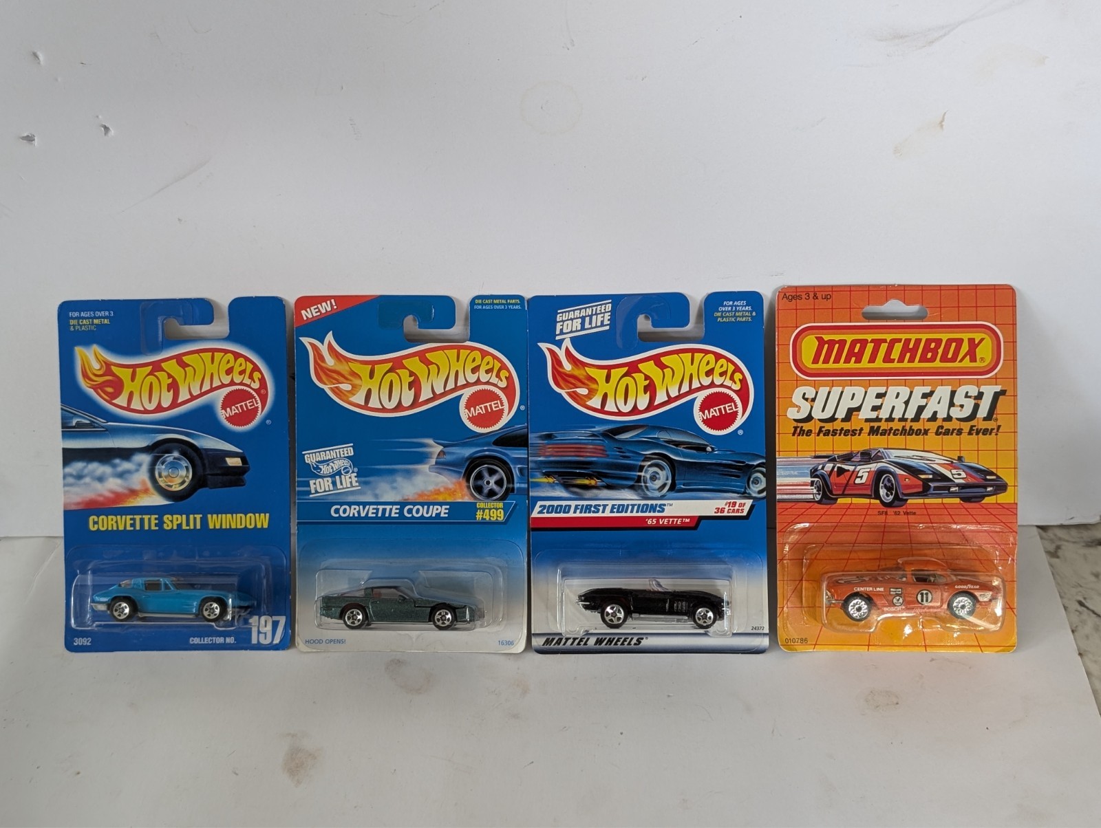 Hot Wheels Blue Card Lot of 4 Corvettes – Split Window 65 Vette Superfast 62