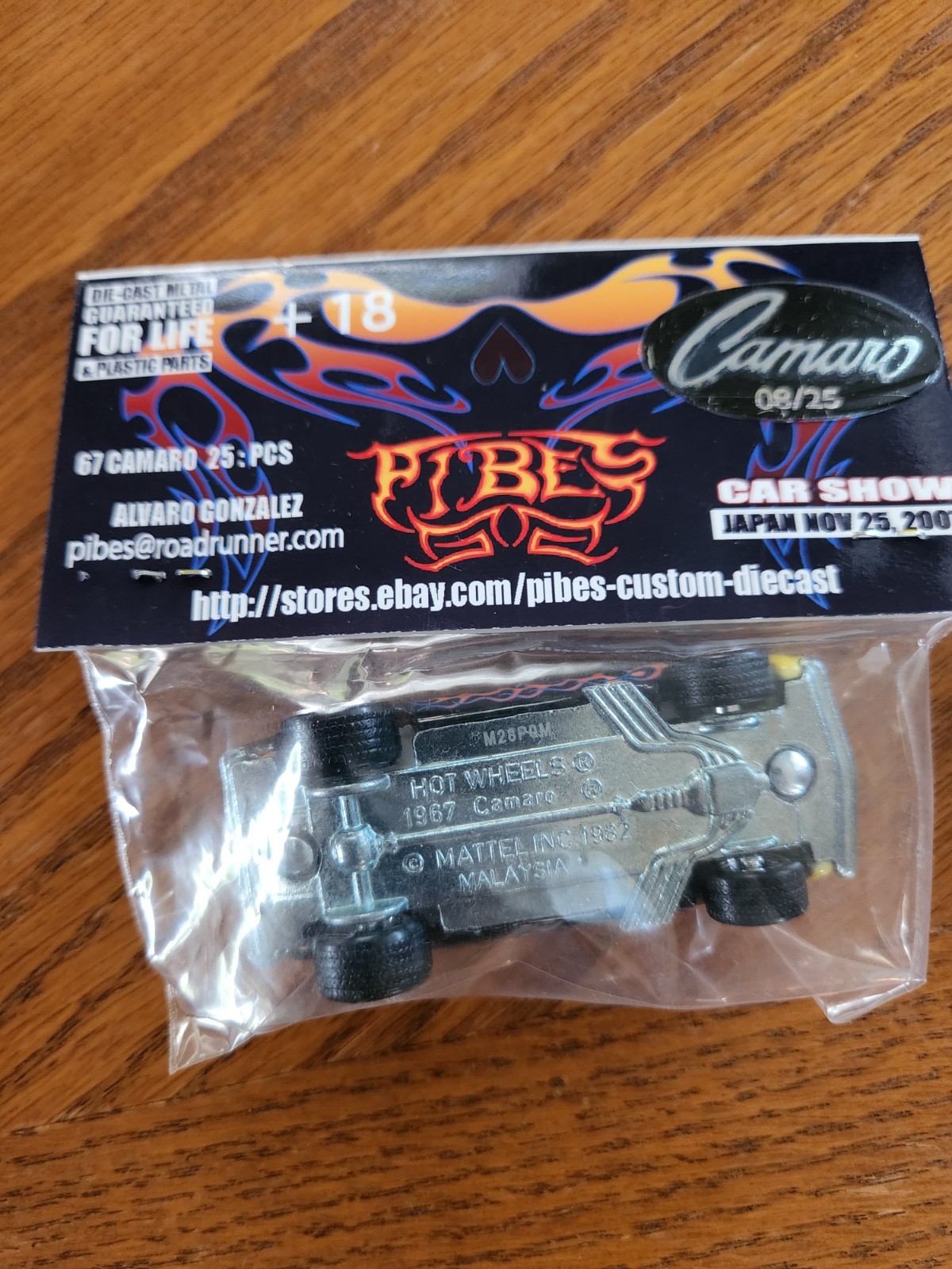 RARE ONLY 25 Hot Wheels Al Gonzalez PIBES Art 67 Camaro Osaka 2007 Car Show