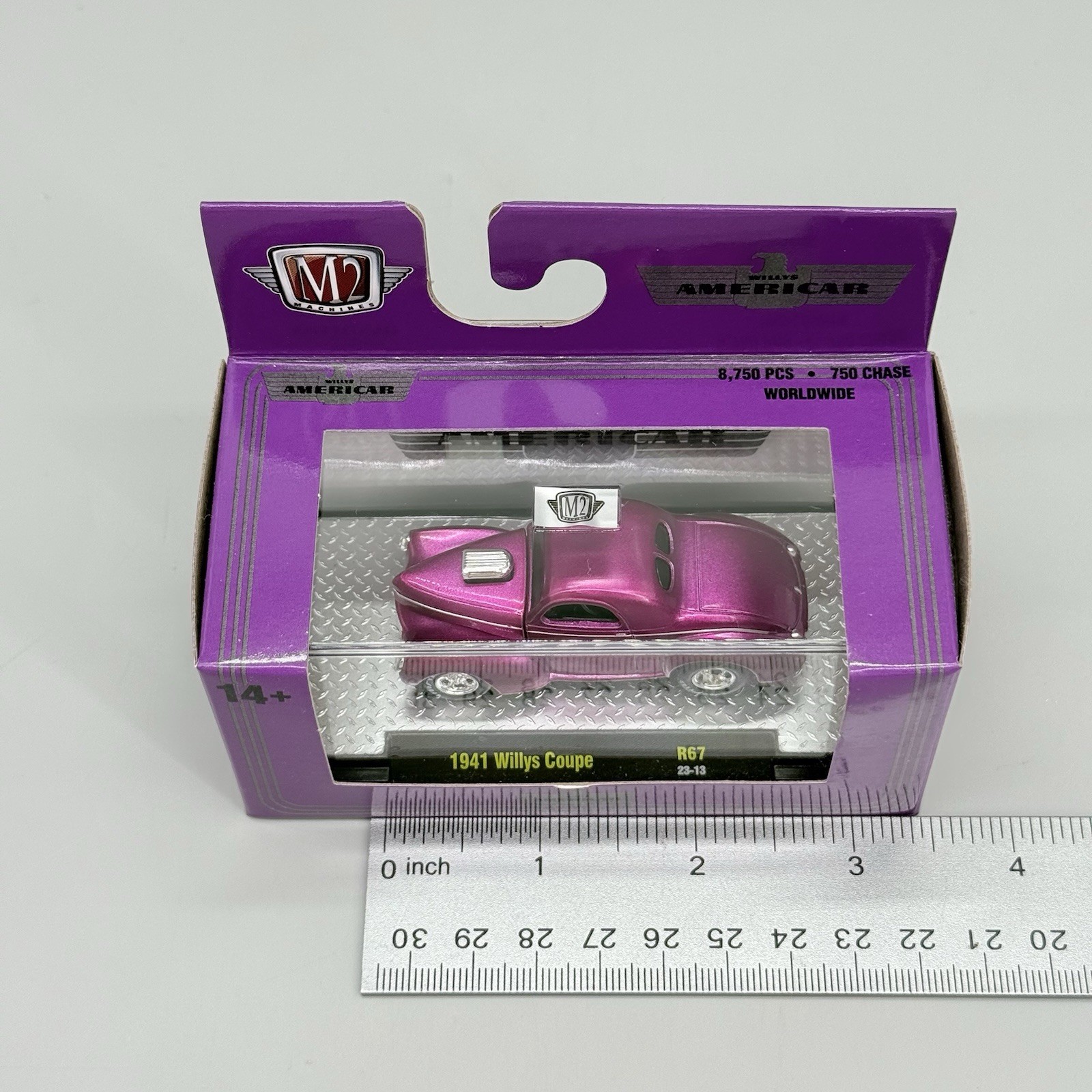 2023 M2 Machines 1941 Willys Coupe Detroit Muscle Purple R67 1:64 Diecast Car