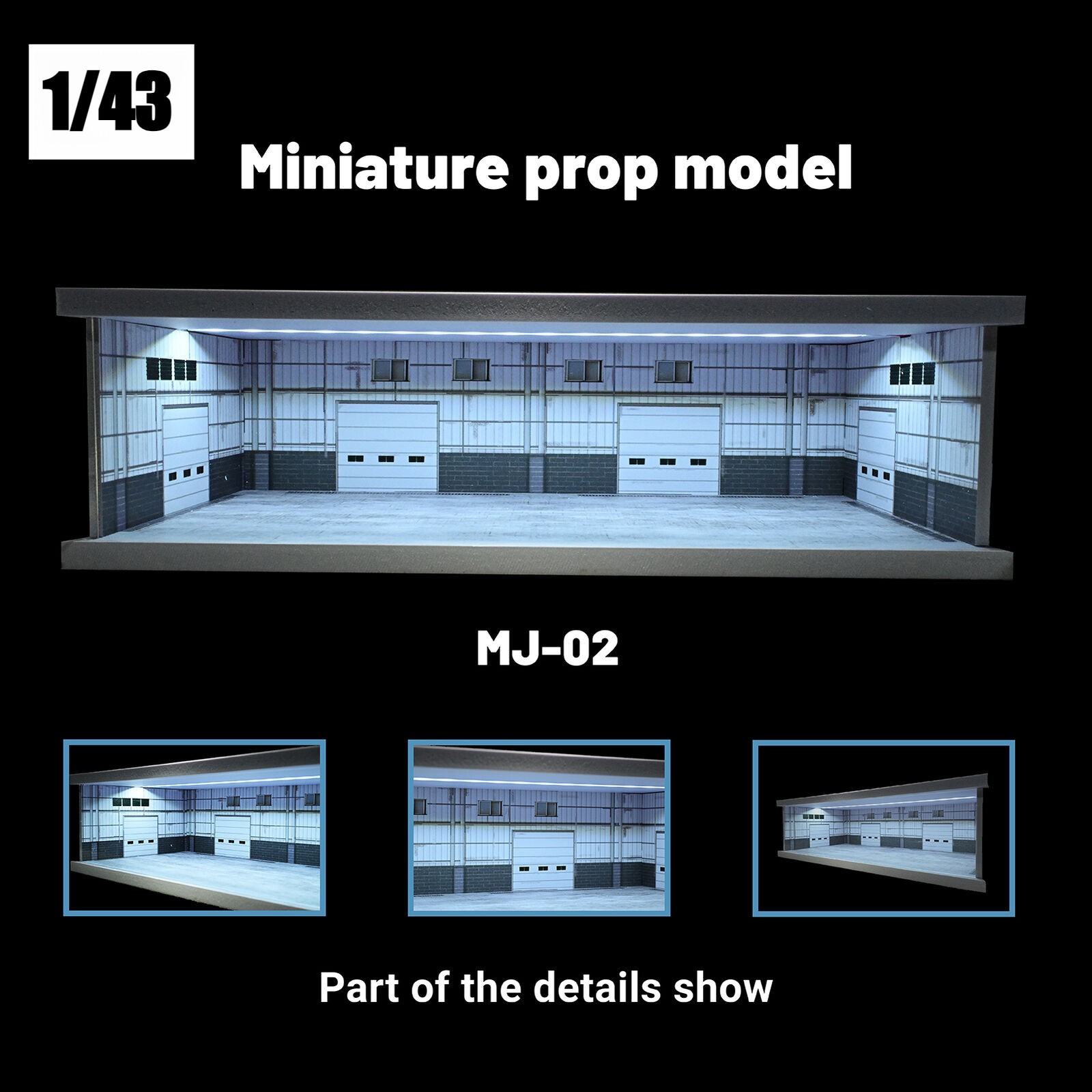 Diorama 1:43 Car Garage Model LED Lighting City Parking Lot Backdrop Scene Model