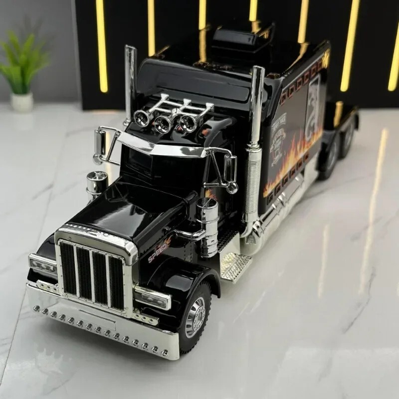 1:24 Diecast Vehicle for Peterbilt Heavy Truck 389 Model Truck Toy Sound Light