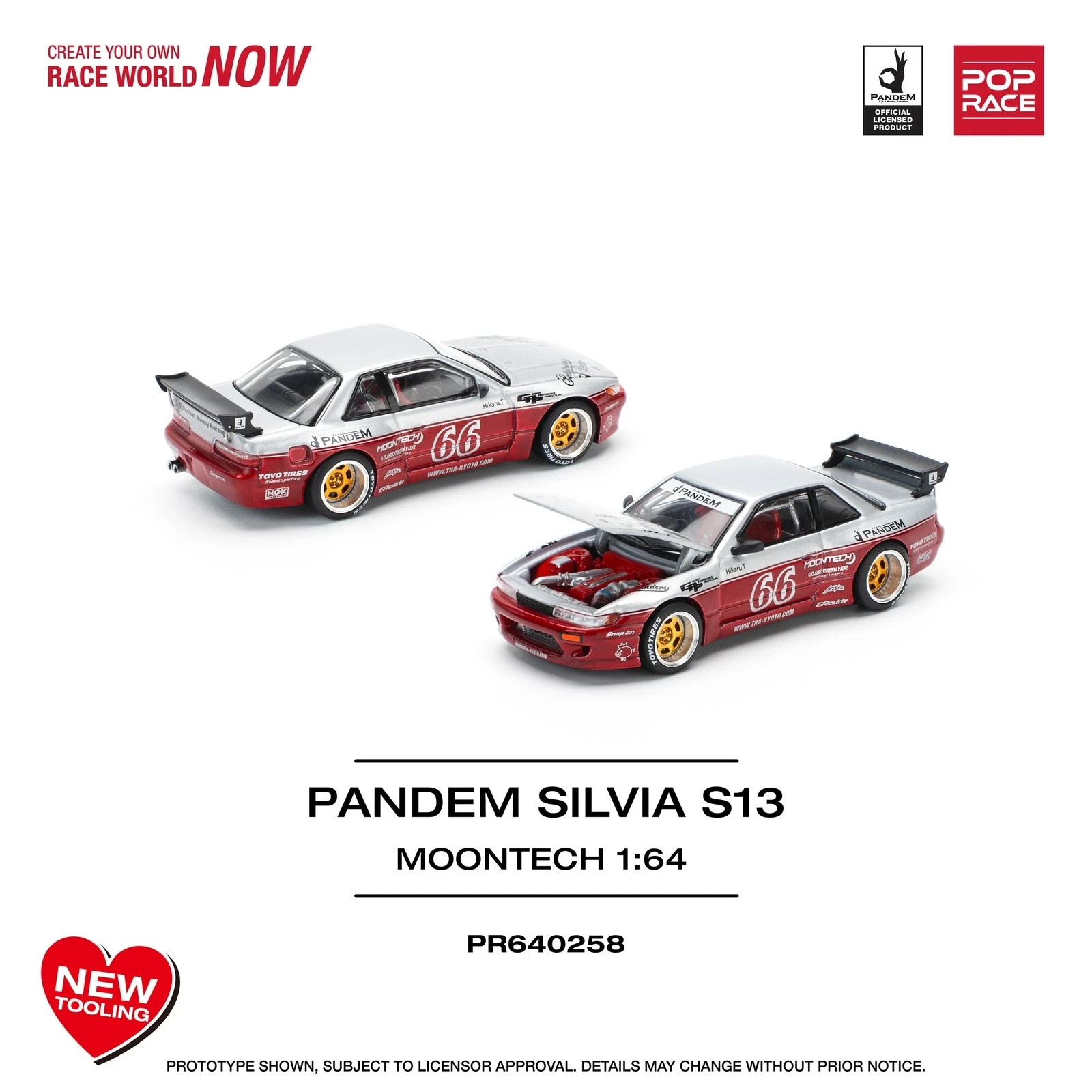 POPRACE 1/64 PANDEM SILVIA S13 – MOONTECH RED (NEW TOOLING) PR640258