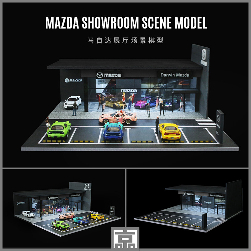 1/64 Diorama Parking Lot Model LED Lighting Car Garage Scene Building Model US