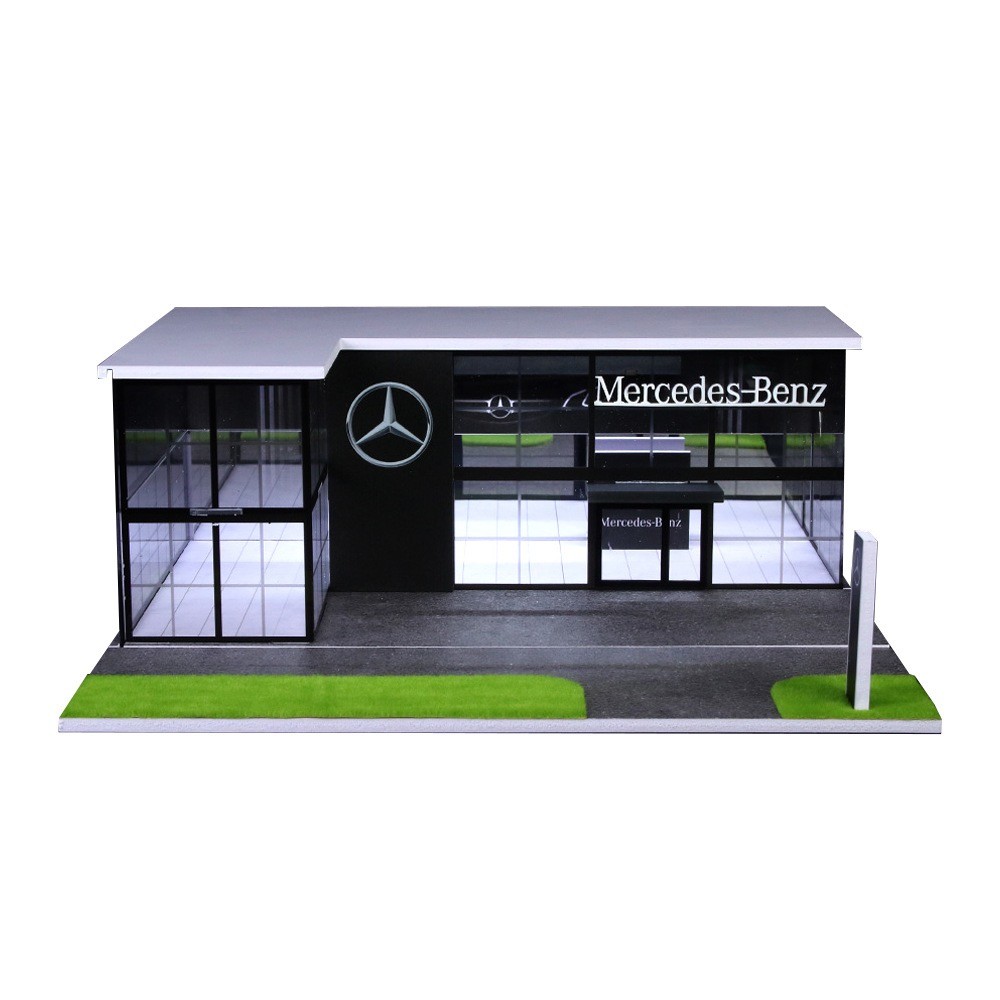 US Diorama 1/64 Diecast Garage Model LED Parking Lot Scene Display Case Building