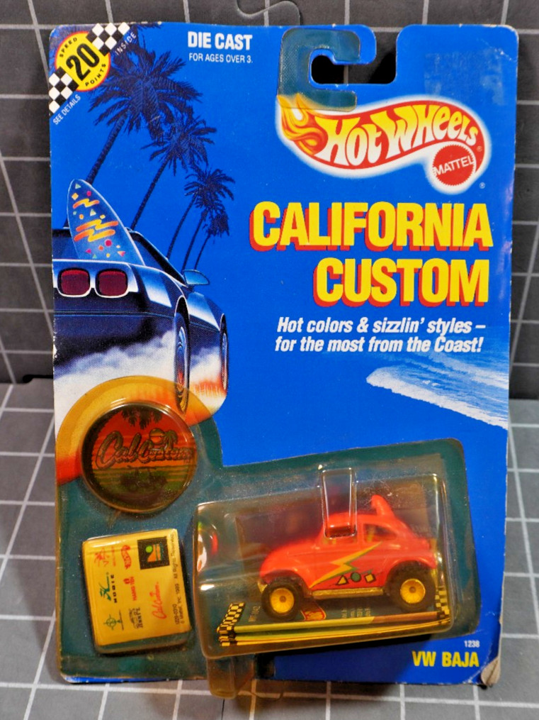 Hot Wheels – 1989 California Custom – #1238 VW BAJA BUG – Pink – NIB