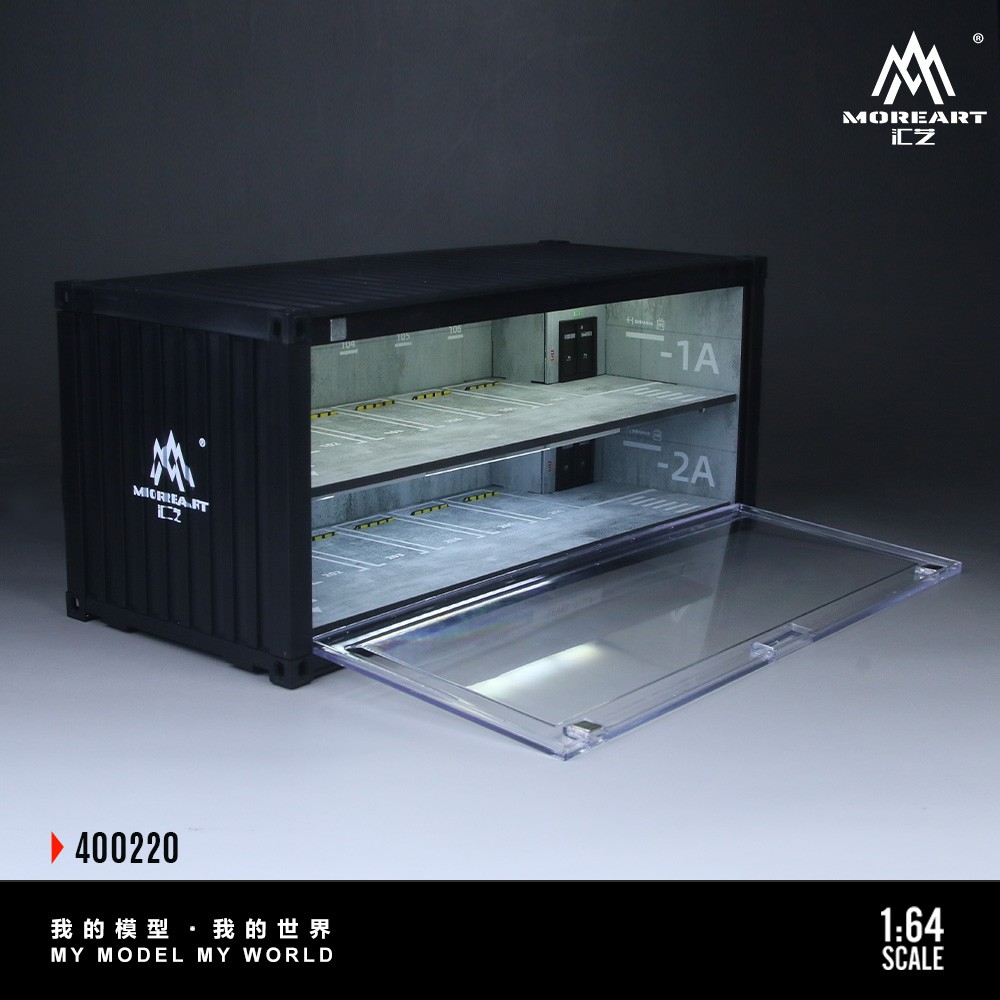 Diorama 1/64 Parking Lot Model LED Lighting Container Garage Display Case Scene
