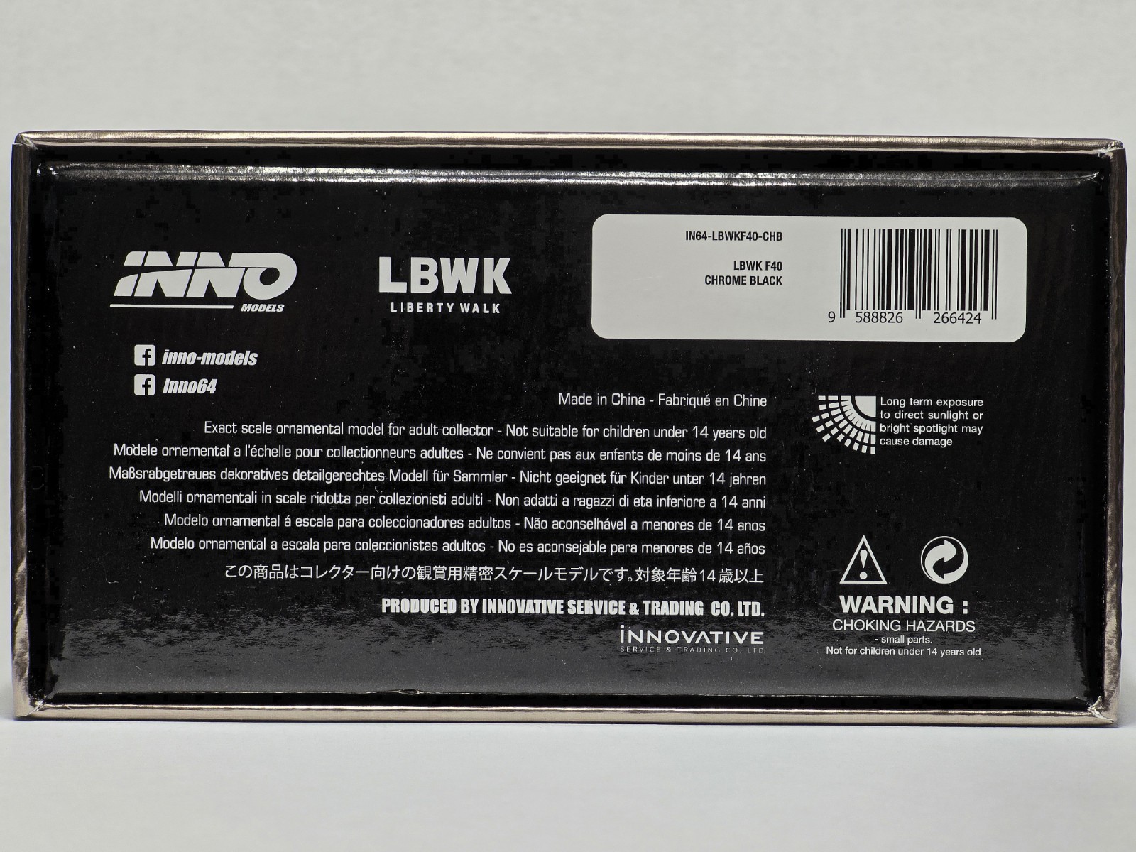 1:64 Inno64 Ferrari F40 LBWK Liberty Walk Chrome Black IN64-LBWKF40-CHB Diecast