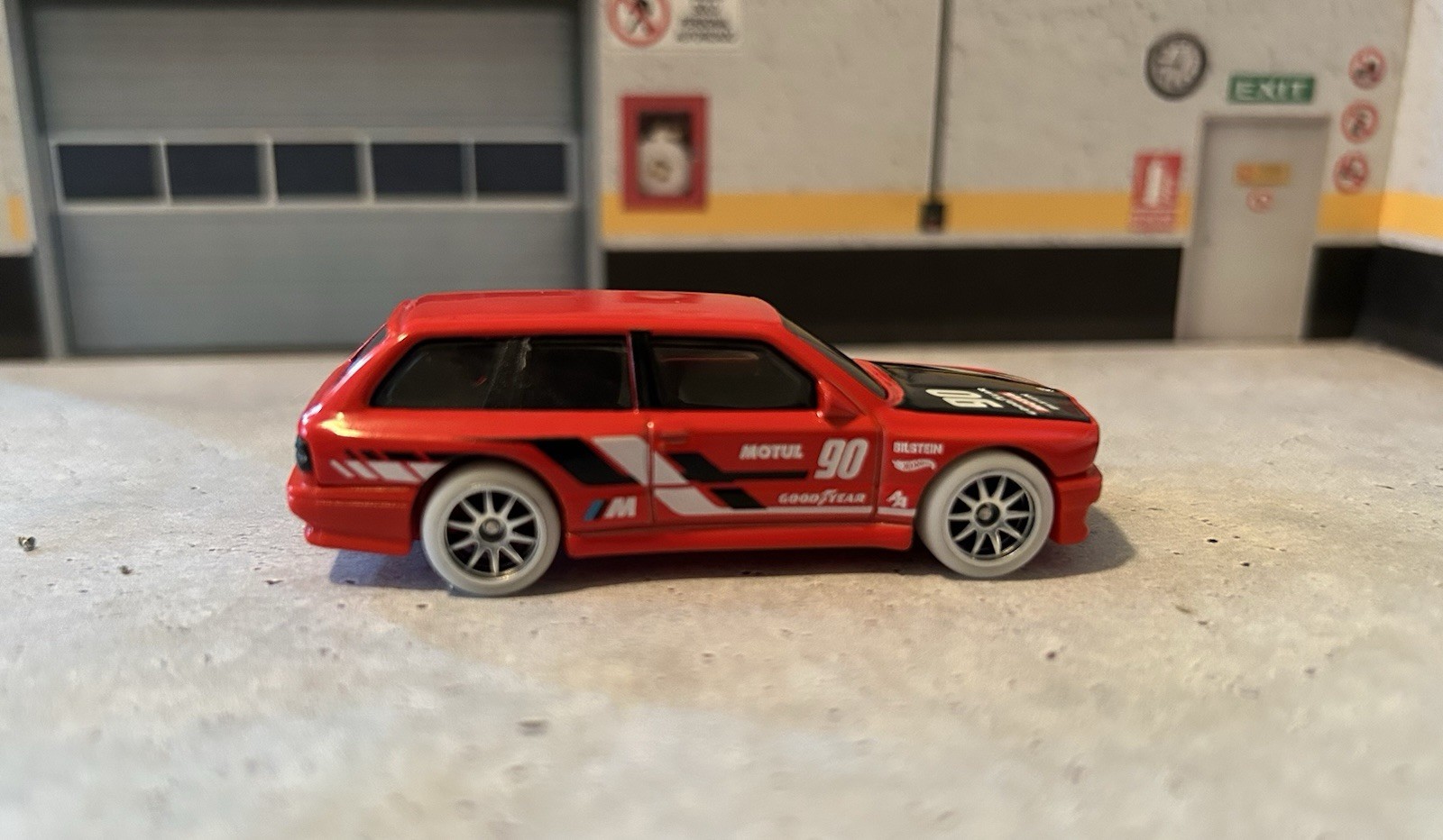 Hot Wheels BMW M3 Wagon Red W/ White Real Riders Rubber Tires On Spokes