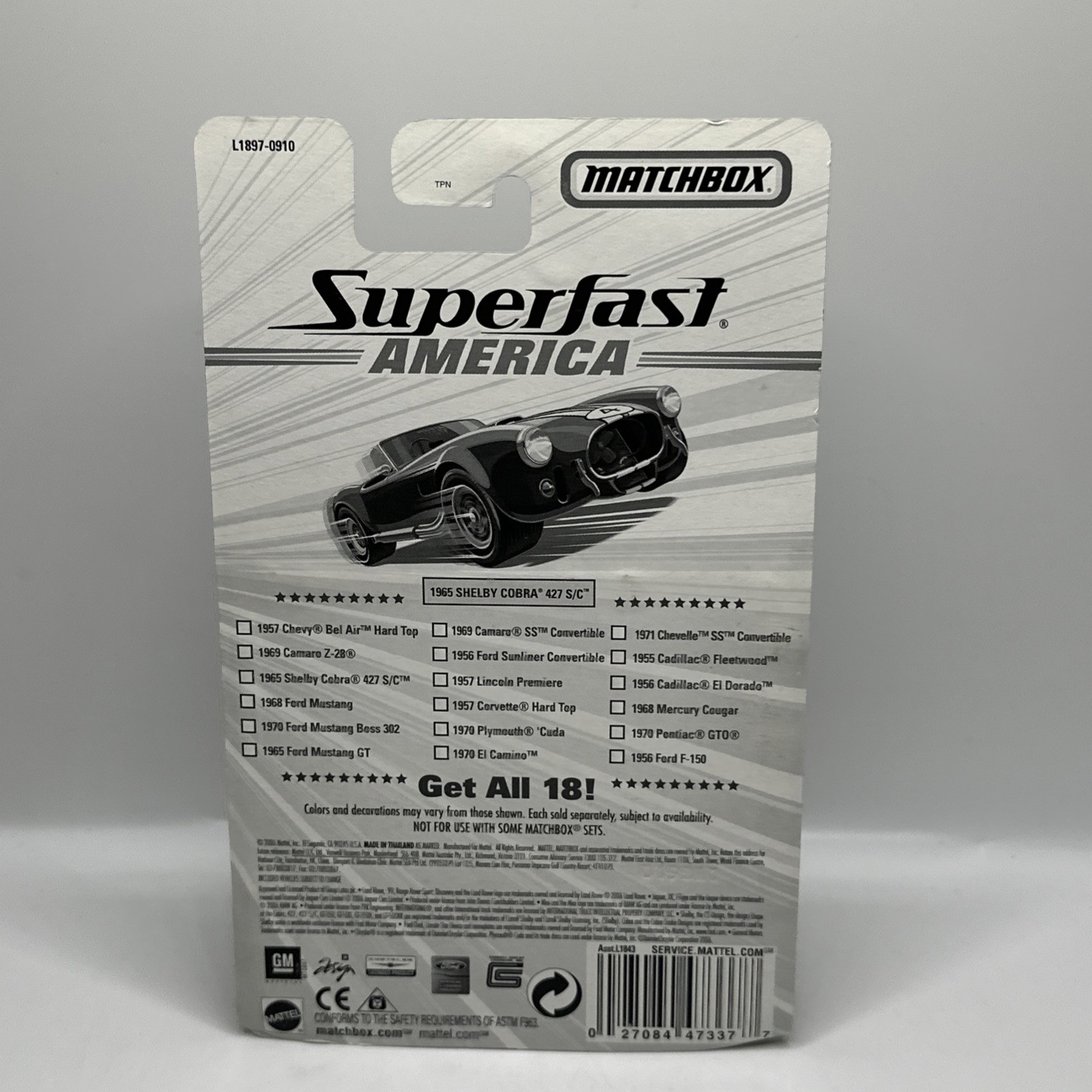 Matchbox 2006 SUPERFAST AMERICA #3 Blue 1965 Shelby Cobra 427 S/C FAST SHIPPING