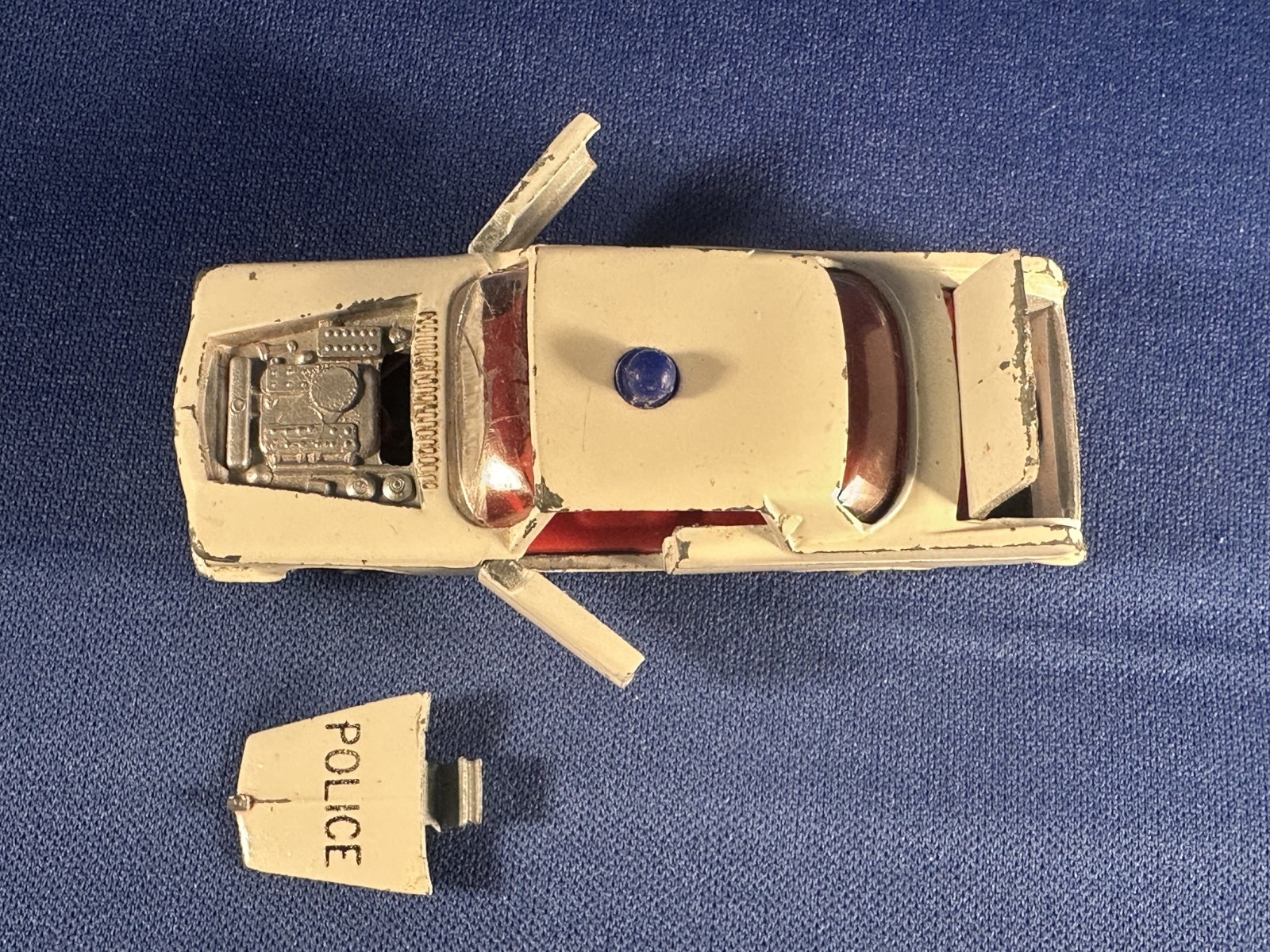 Vintage 1963 Impy Imperial (Chrysler) 2-Door Police Car White w/ Blue Dome Light