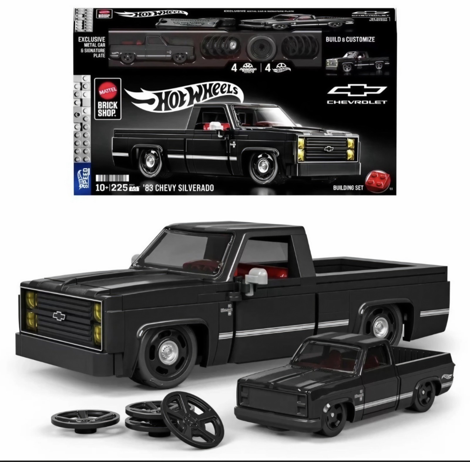 Mattel Brick Shop Hot Wheels ’83 Chevy Silverado Building Toy 225 Pieces In Hand