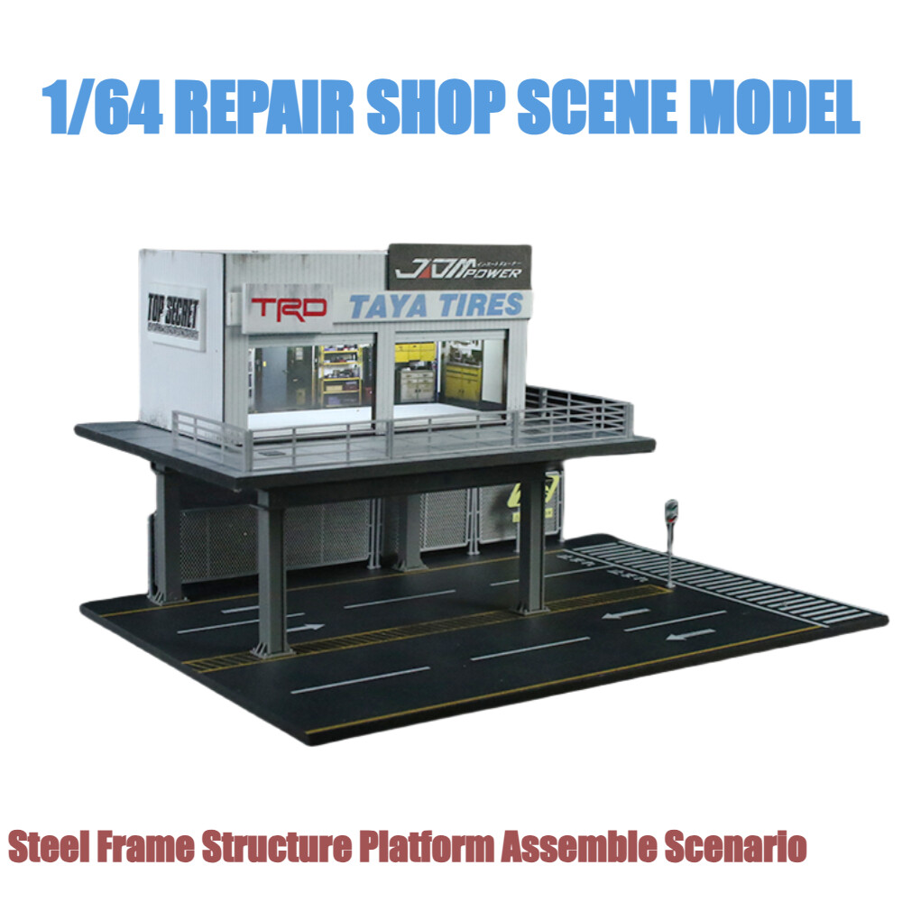 US Diorama 1:64 Die-Cast Car Garage Model City Street Repair Building Gift Scene