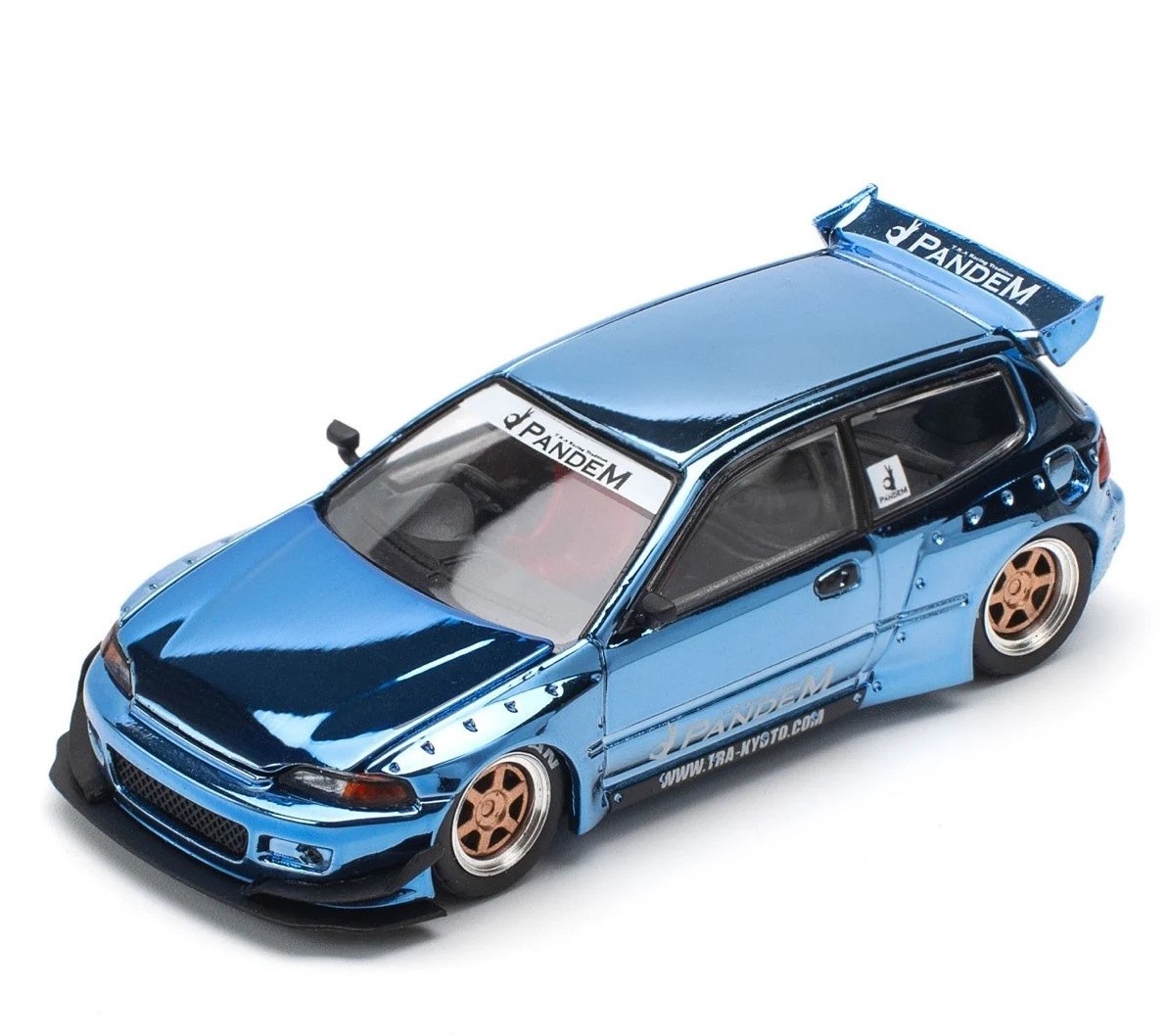 Pop Race Pandem Civic EG6 Blue Chrome 1:64 PR640206