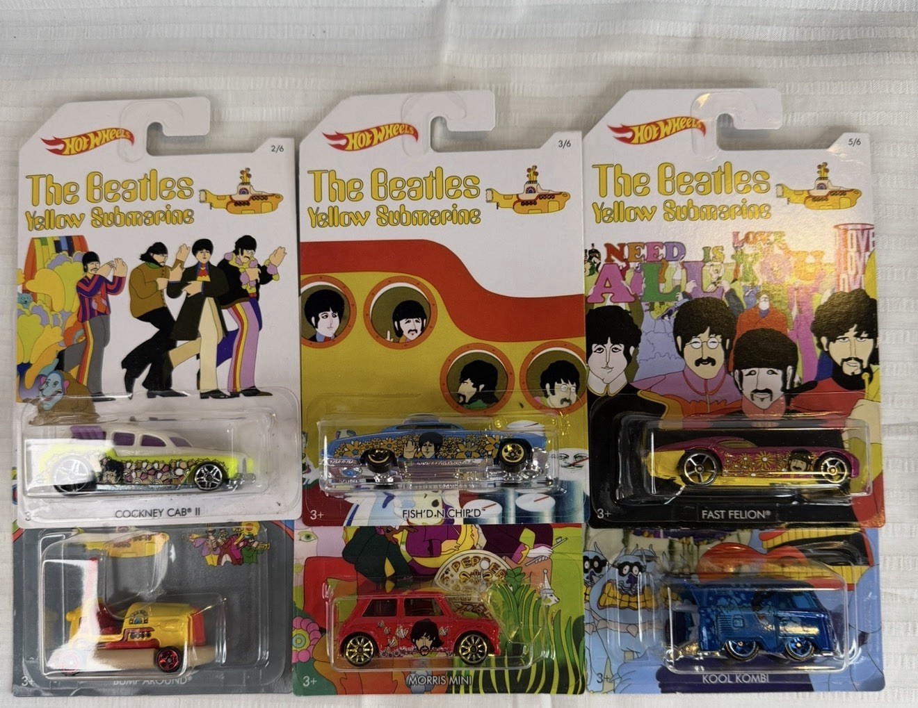 Hot Wheels 50th Anniversary The Beatles Yellow Submarine Full Set Of 6
