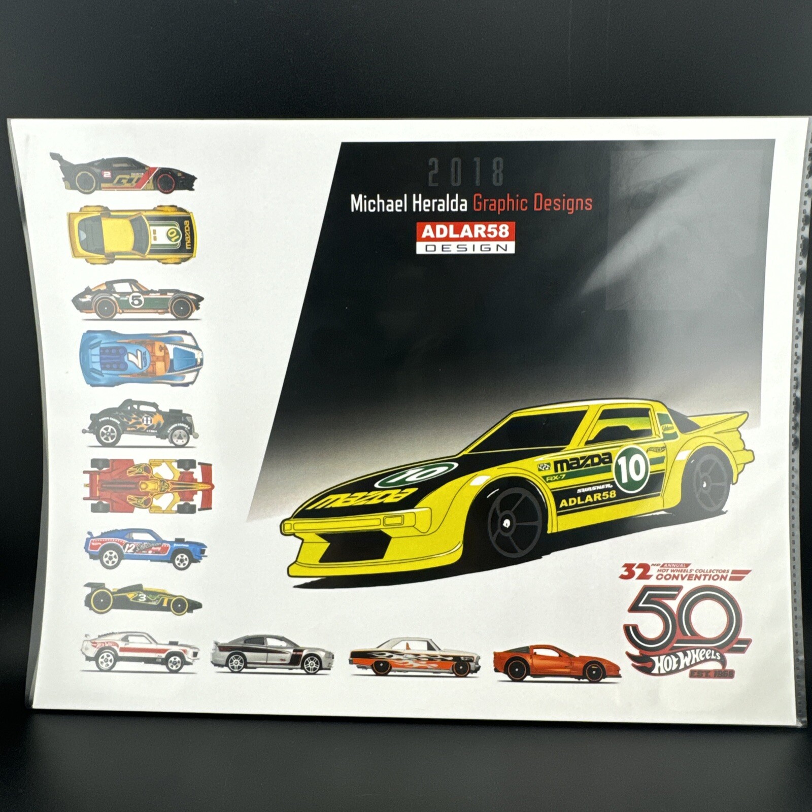 2018 Hot Wheels MICHEAL HERALDA Convention E SHEET Poster E-Sheet MAZDA MUSTANG