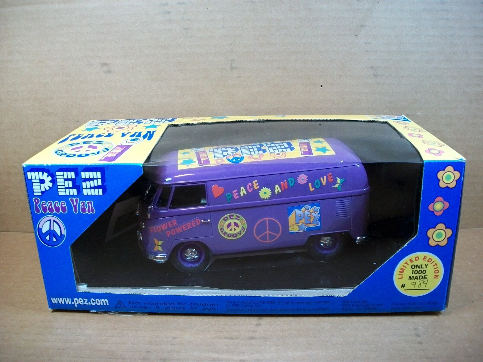 1:18 Scale VW Microbus “PEZ PEACE VAN” ~ #984 of 1000 ~ with Display Case