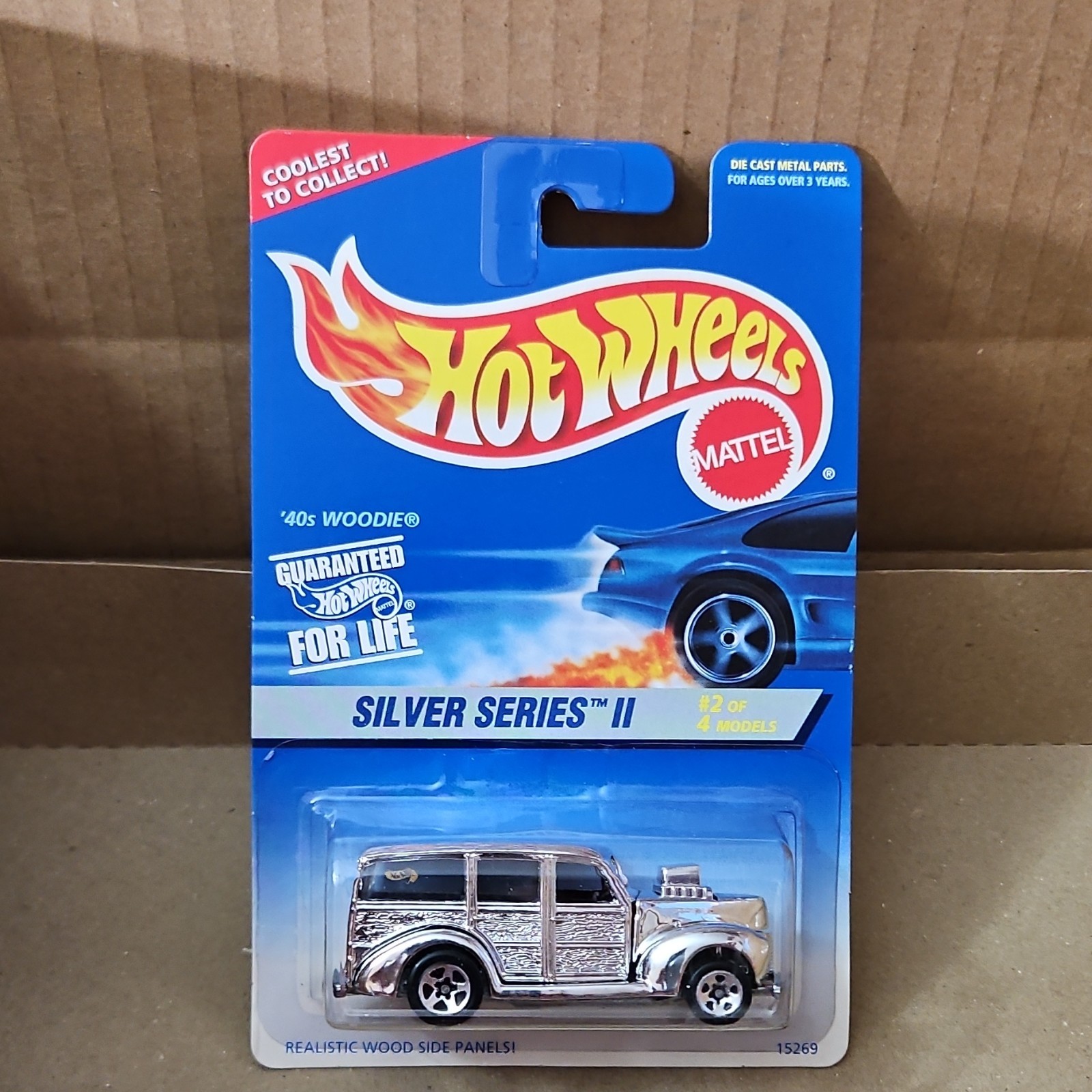 Hot Wheels Silver Series II ’40s Woodie 1:64 Silver Black Diecast Car 1995