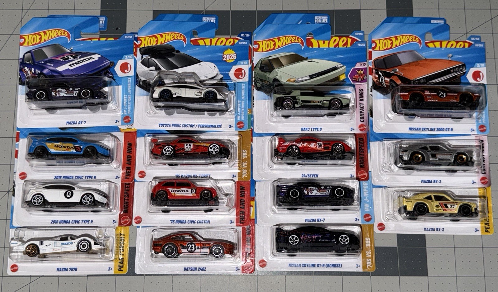 Hot Wheels JDM lot of 15 Nissan Skyline GTR Mazda RX7 Datsun Toyota Honda